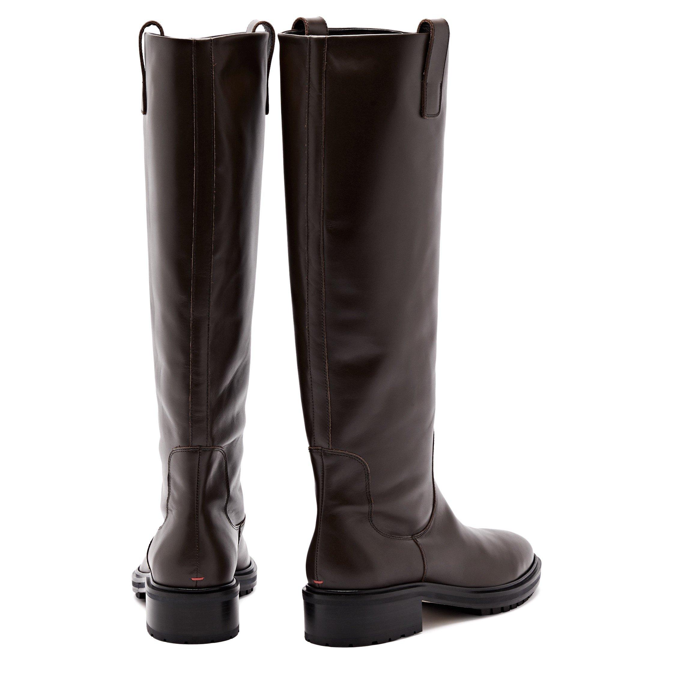 BROWN - Aeyde - HENRY CALF FLAT KNEE BOOT - 4