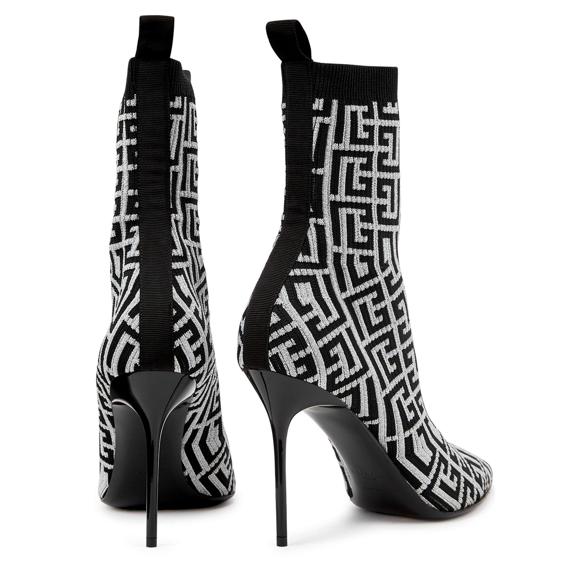 BLACK - Balmain - MONOGRAM KNIT HH ANKLE BOOT 95 - 4