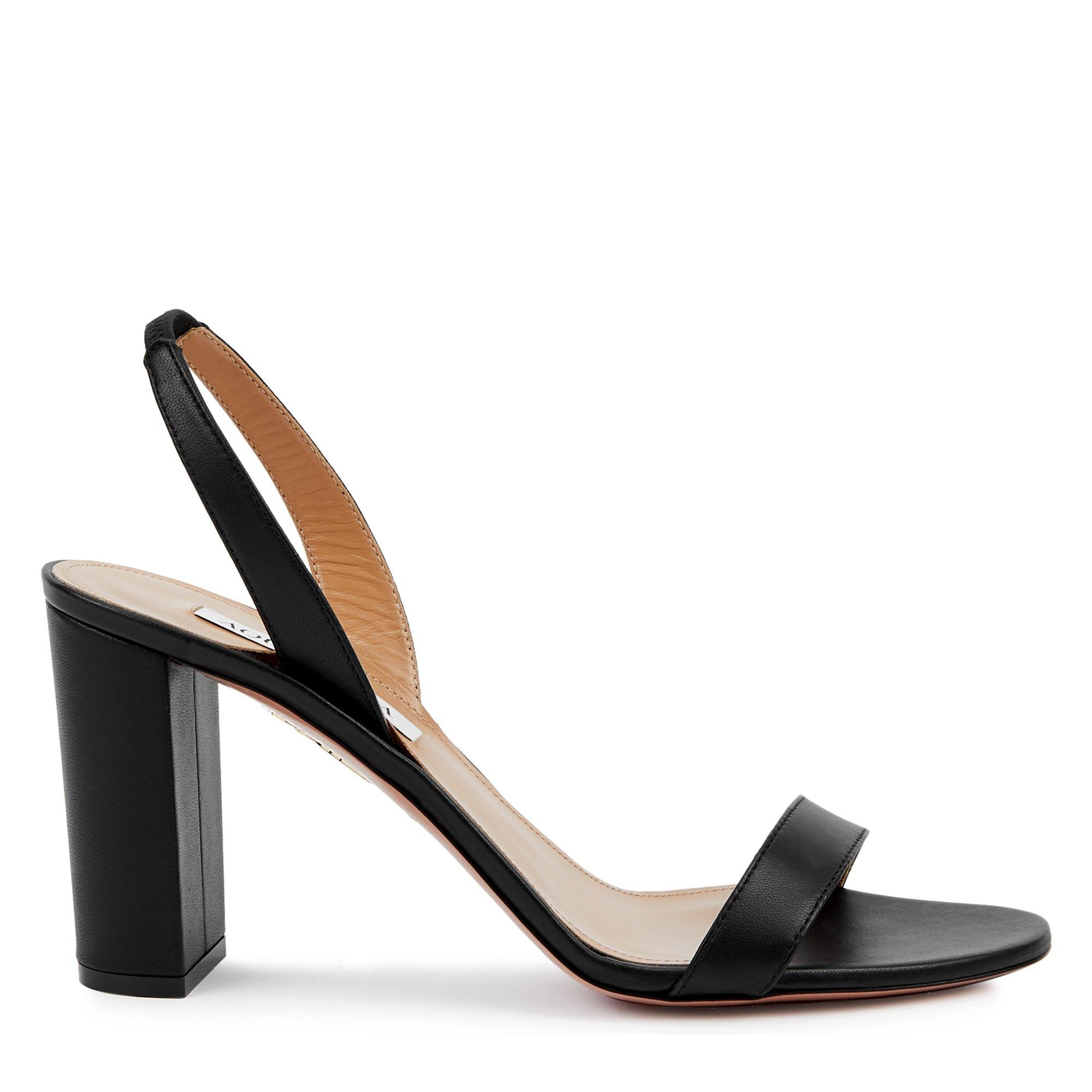 BLACK - Aquazzura - Women's so Nude Block-Heel Leather Sandals - 1