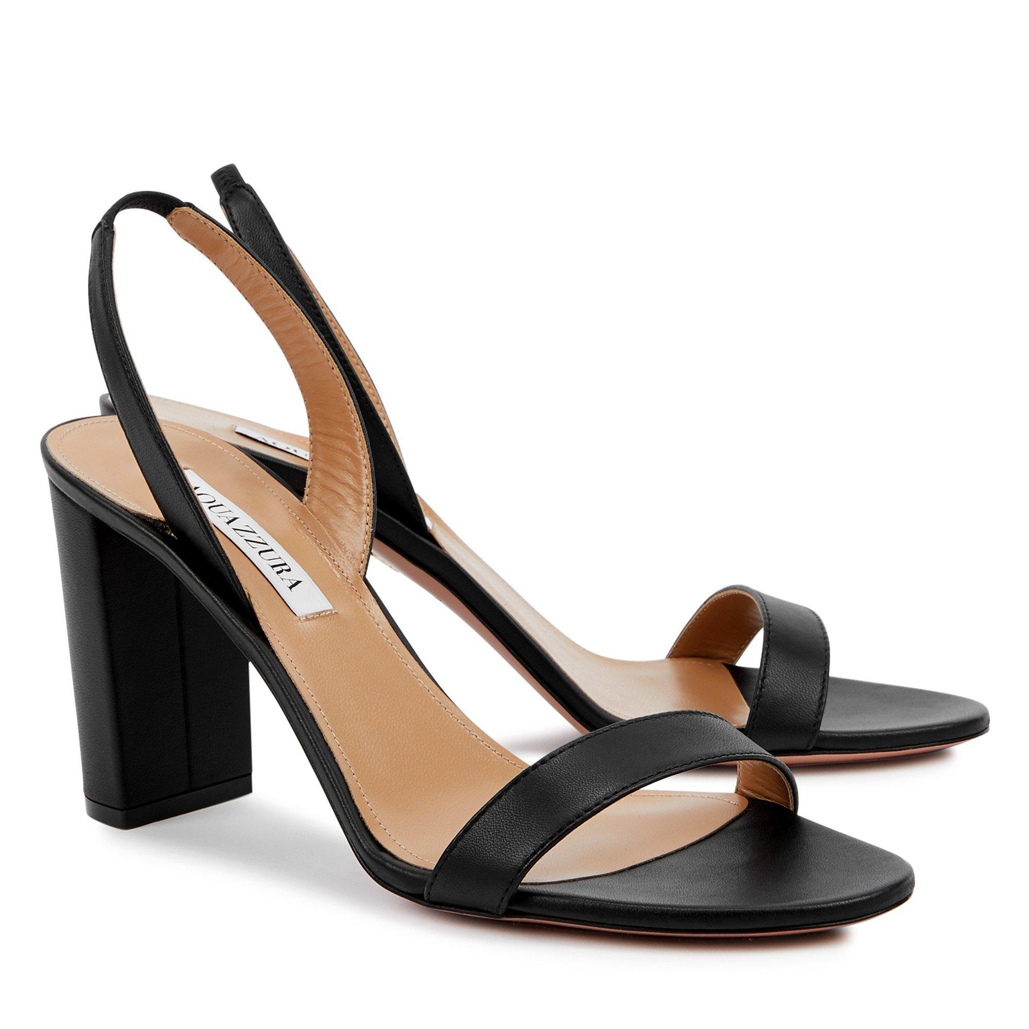BLACK - Aquazzura - Women's so Nude Block-Heel Leather Sandals - 2
