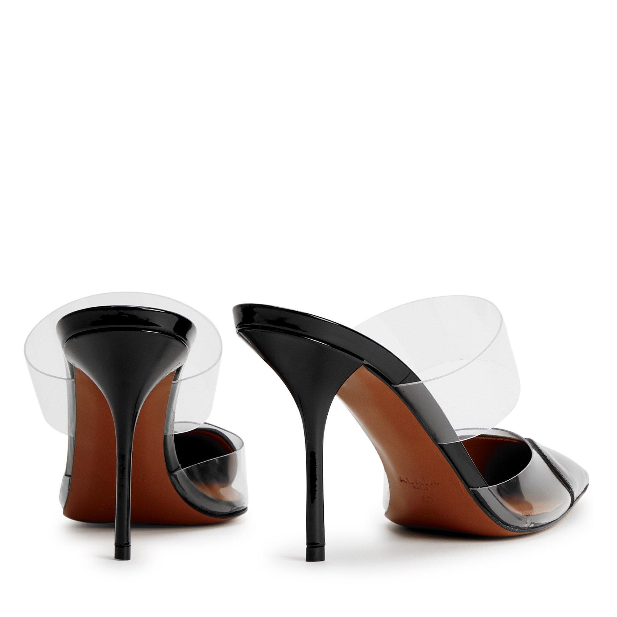 BLACK - Alaia - Women's Coeur Patent Leather Stiletto Mules 90mm - 4
