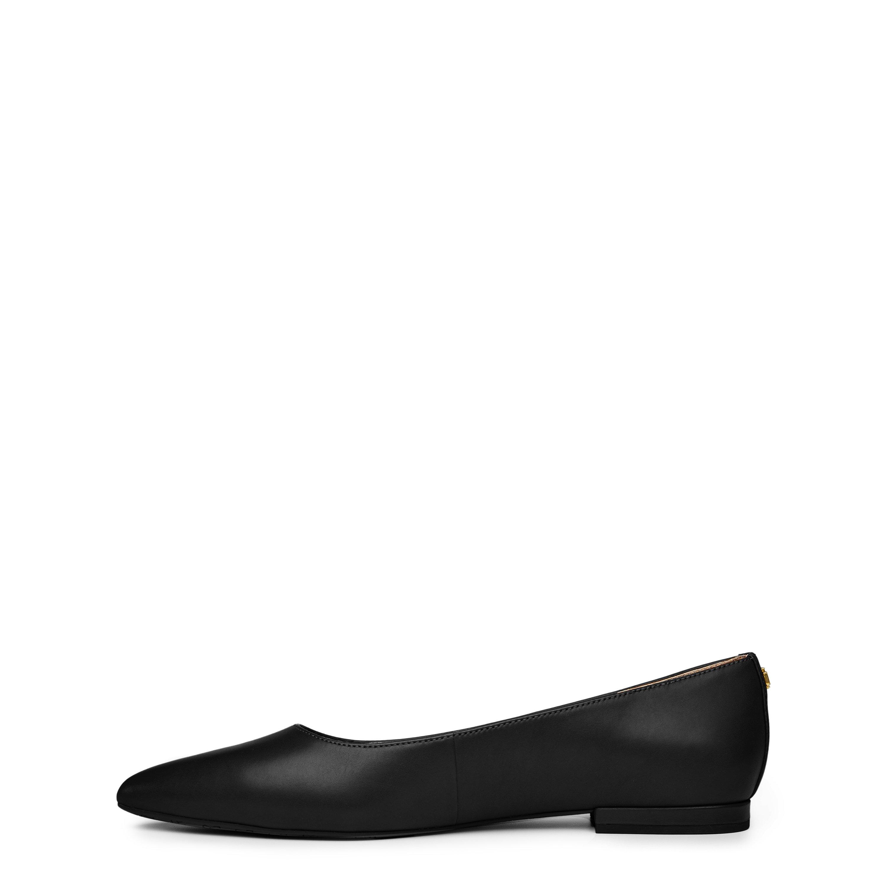 Black - Lauren by Ralph Lauren - Women's Pointed Toe Leather Ballet Pumps - 3