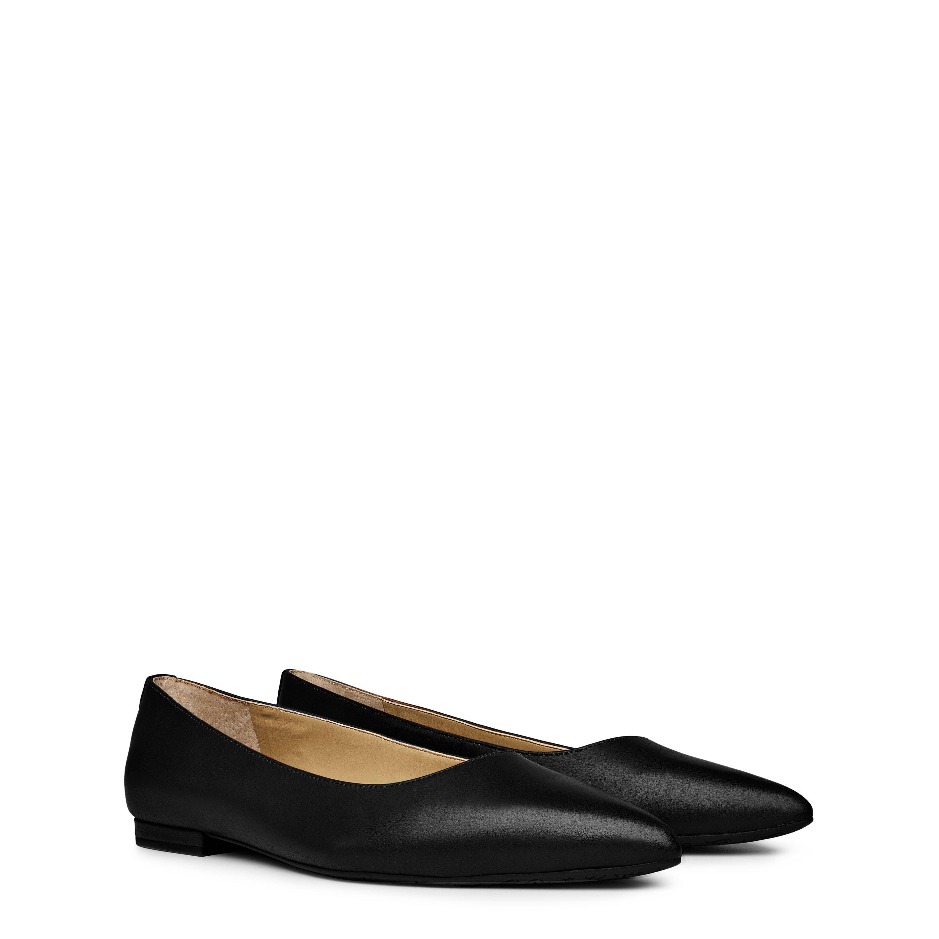 Black - Lauren by Ralph Lauren - Women's Pointed Toe Leather Ballet Pumps - 4
