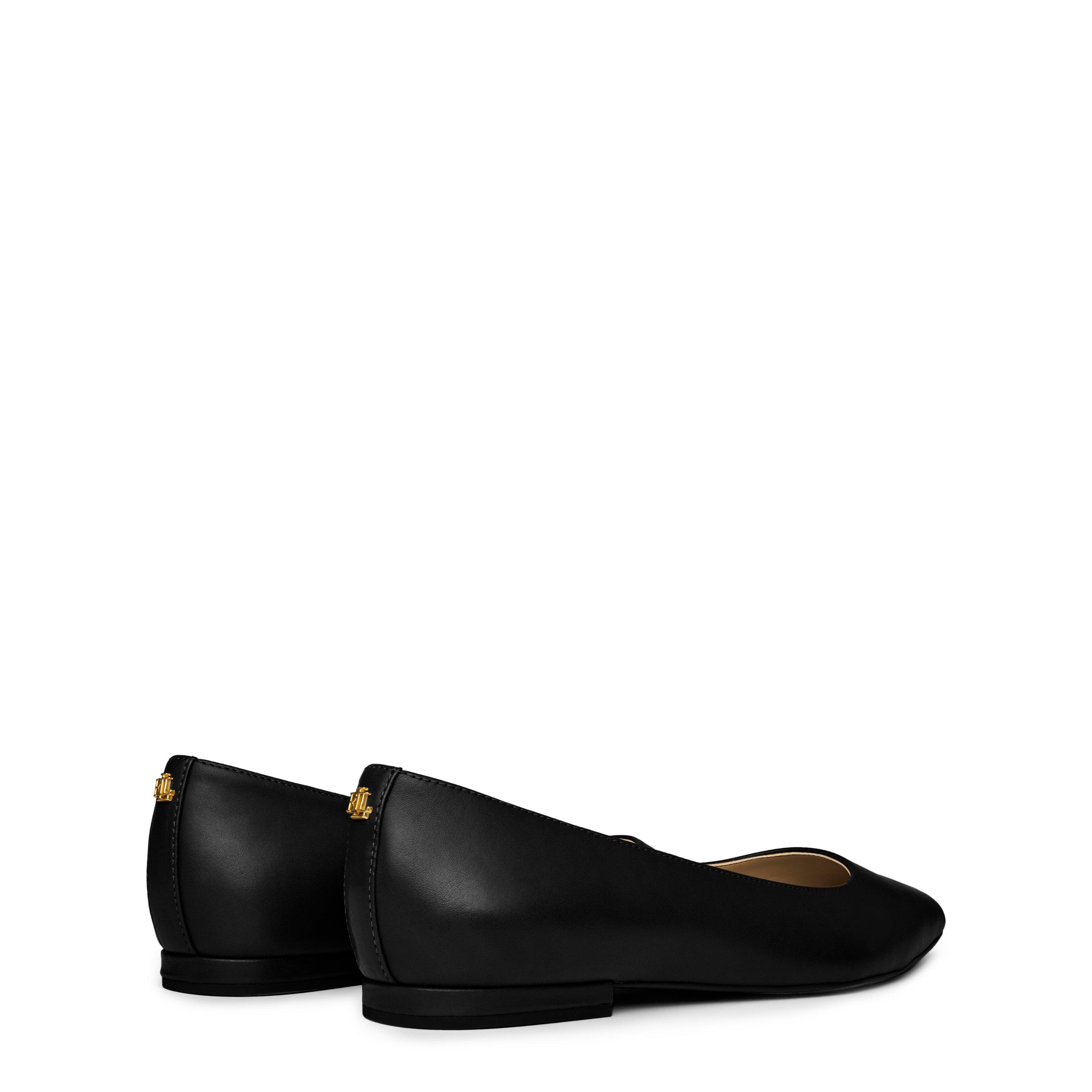 Black - Lauren by Ralph Lauren - Women's Pointed Toe Leather Ballet Pumps - 5