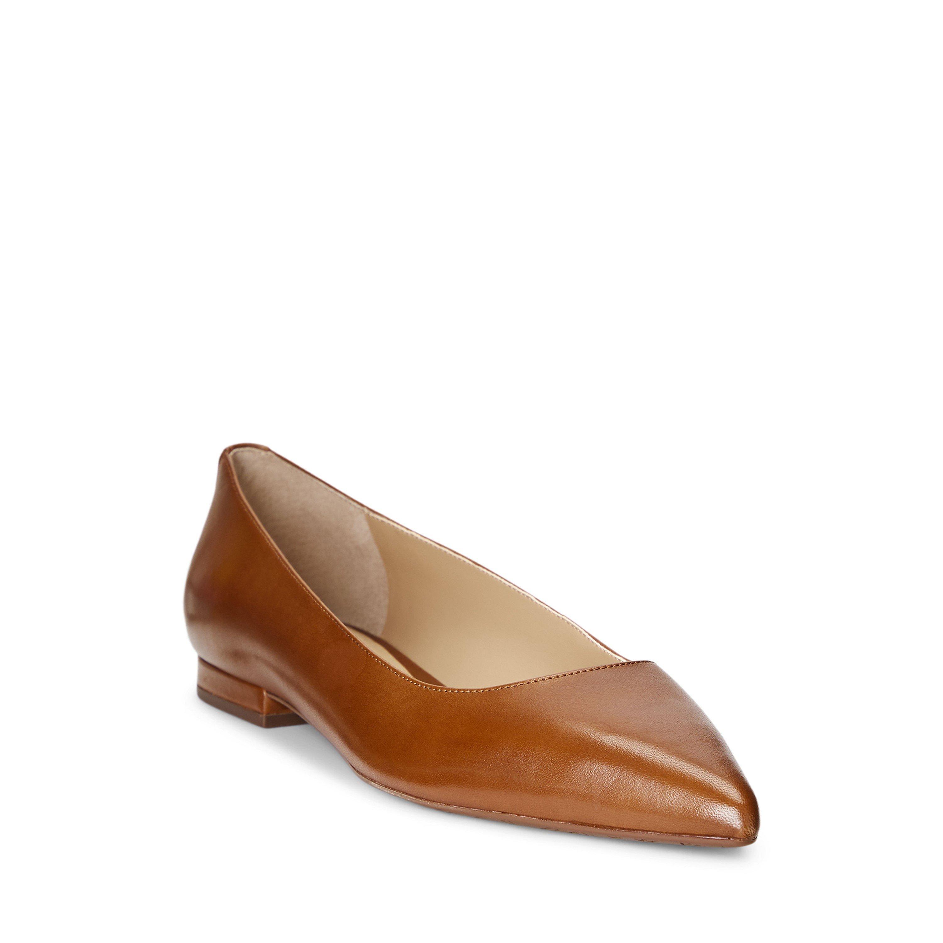 Deep Saddle Tan - Lauren by Ralph Lauren - Women's Pointed Ballet Pumps - 2