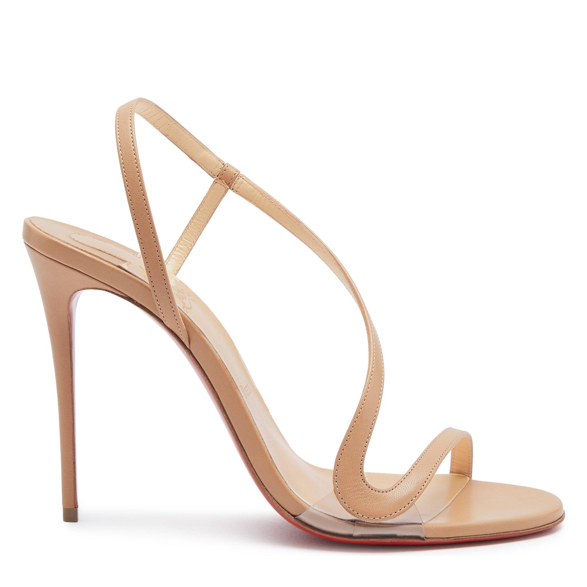 NUDE - Christian Louboutin - Women's Rosalie 100 Kid Leather Heeled Sandals - 1