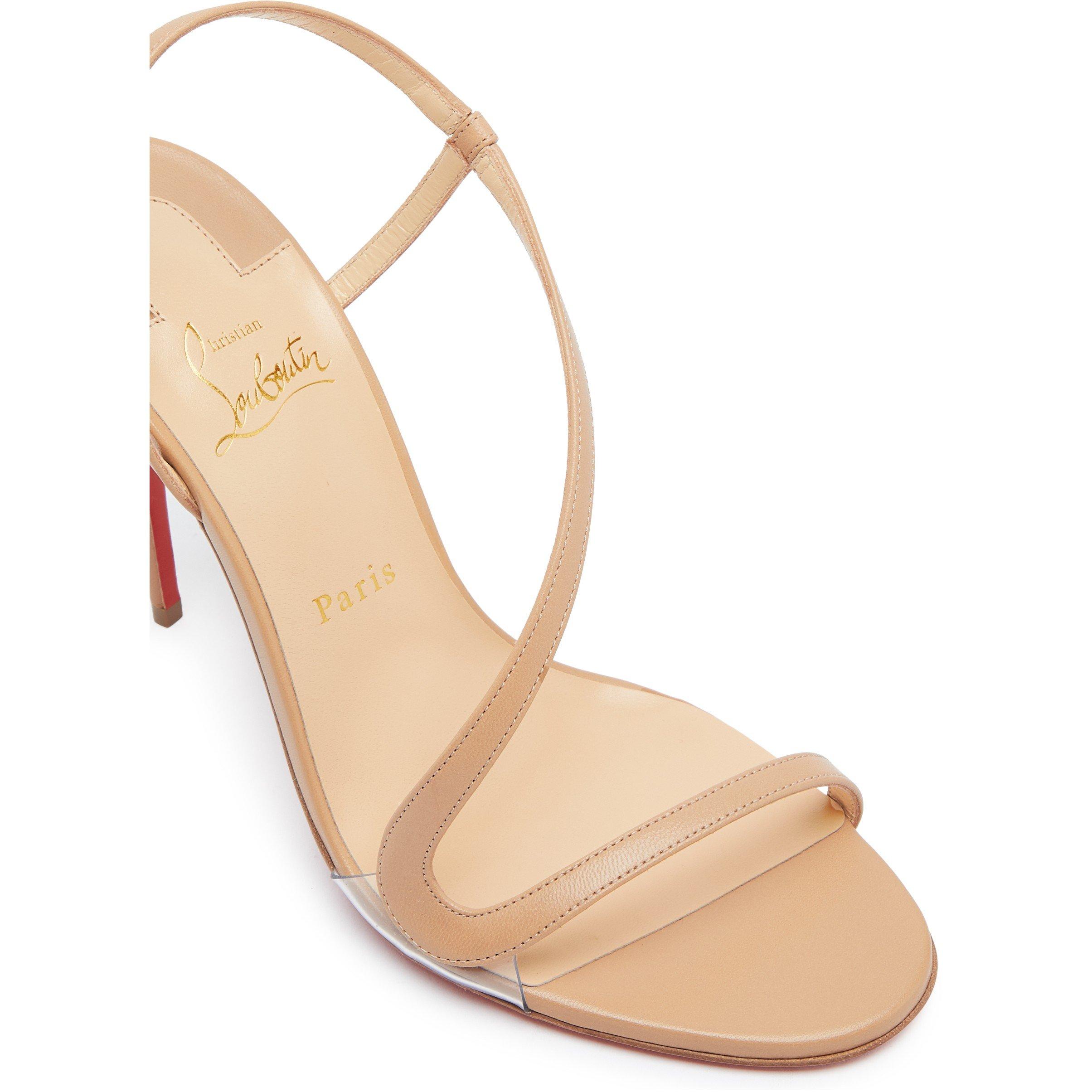 NUDE - Christian Louboutin - Women's Rosalie 100 Kid Leather Heeled Sandals - 5