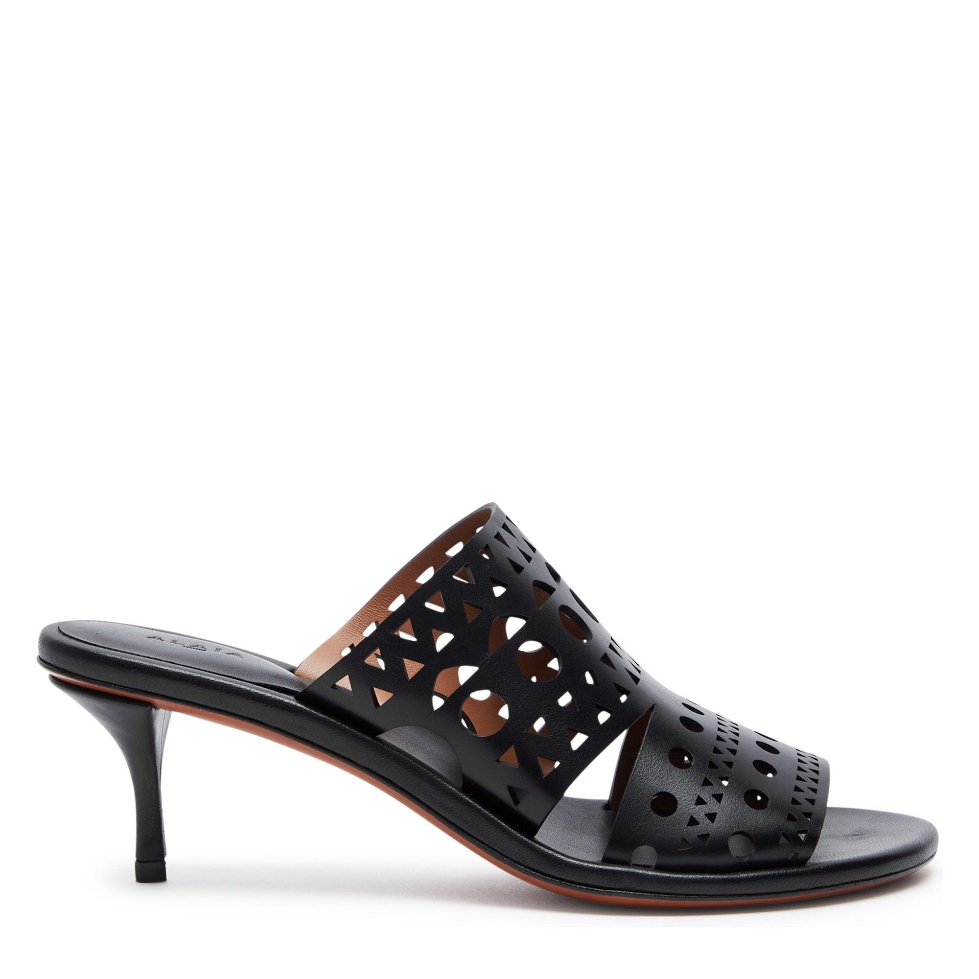BLACK - Alaia - LASER CUT MULES 55 - 1