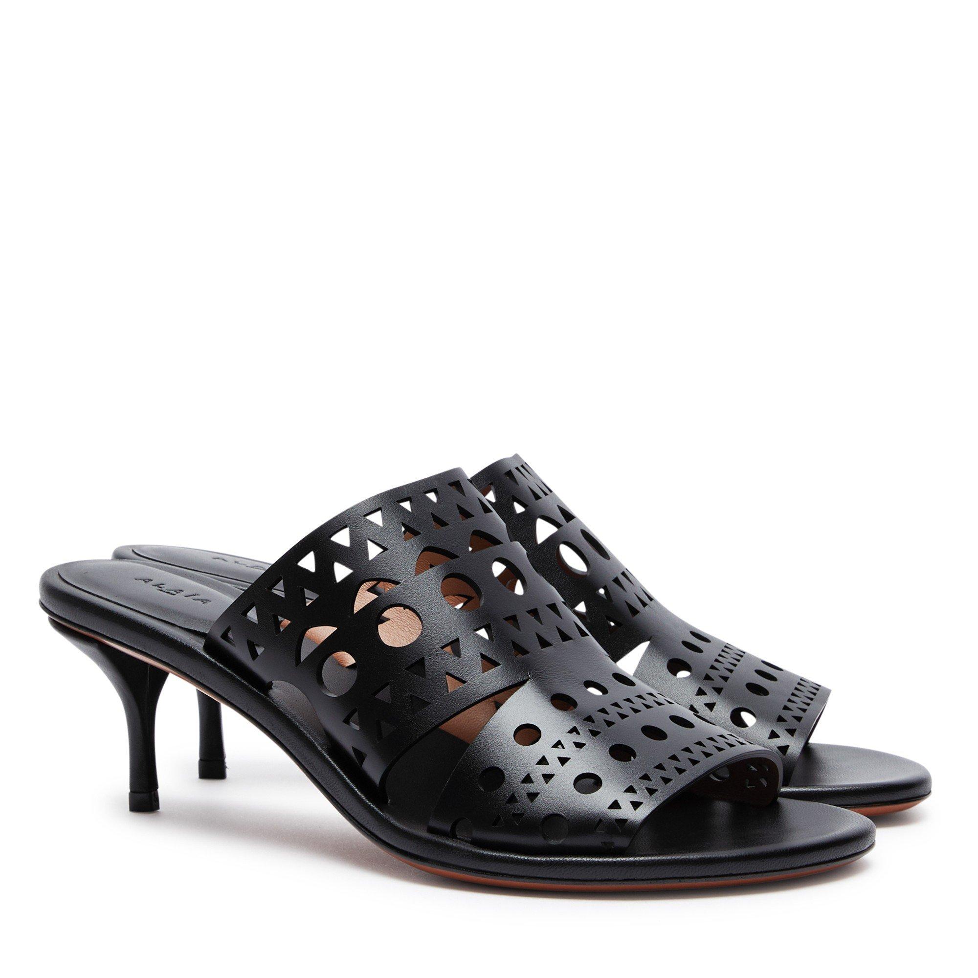 BLACK - Alaia - LASER CUT MULES 55 - 2