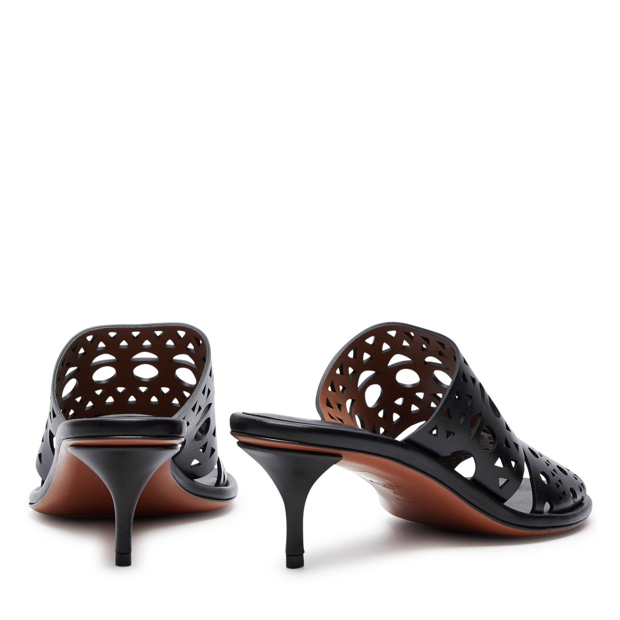 BLACK - Alaia - LASER CUT MULES 55 - 4
