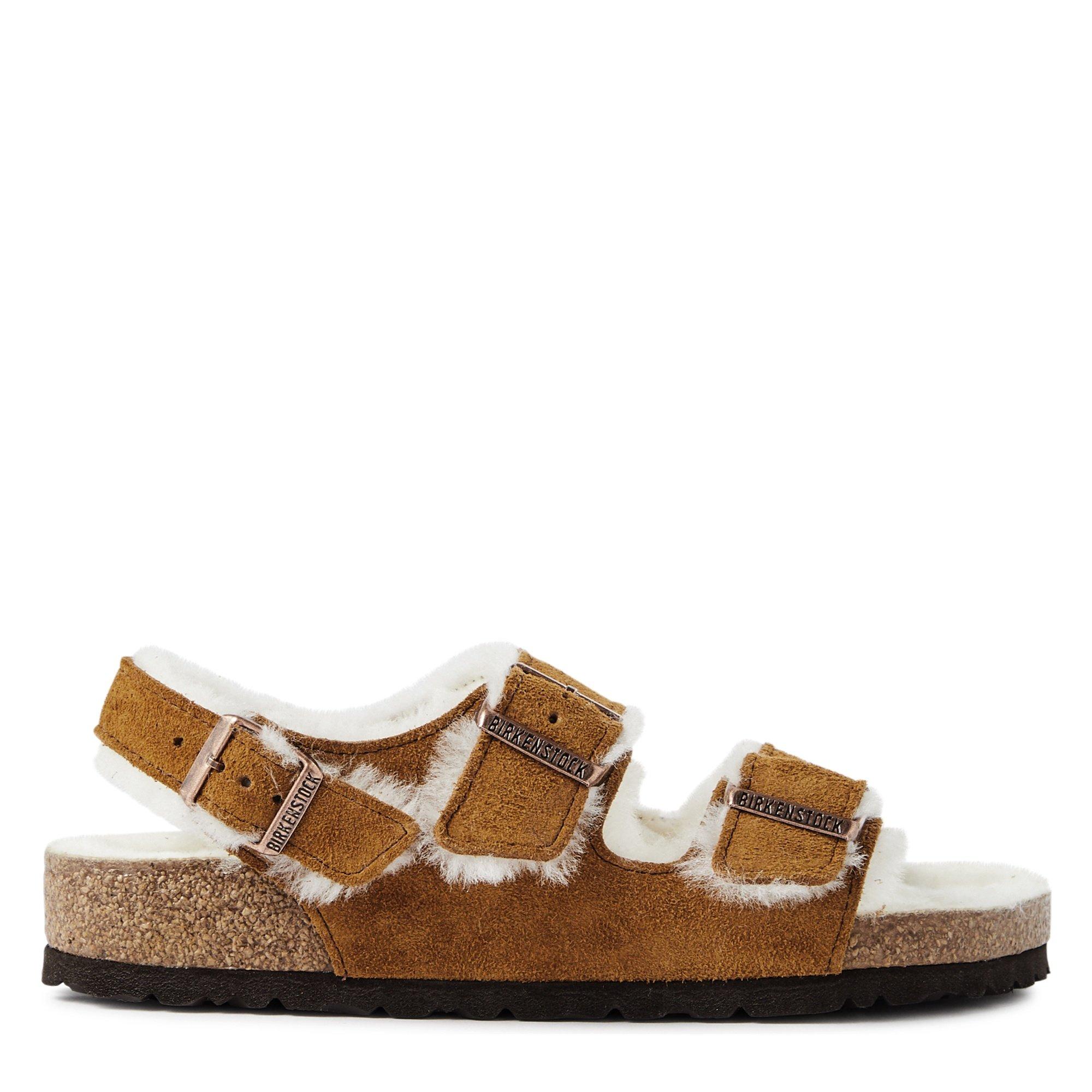 TAN - Birkenstock - MILANO SUEDE SHEARLING SANDAL - 1