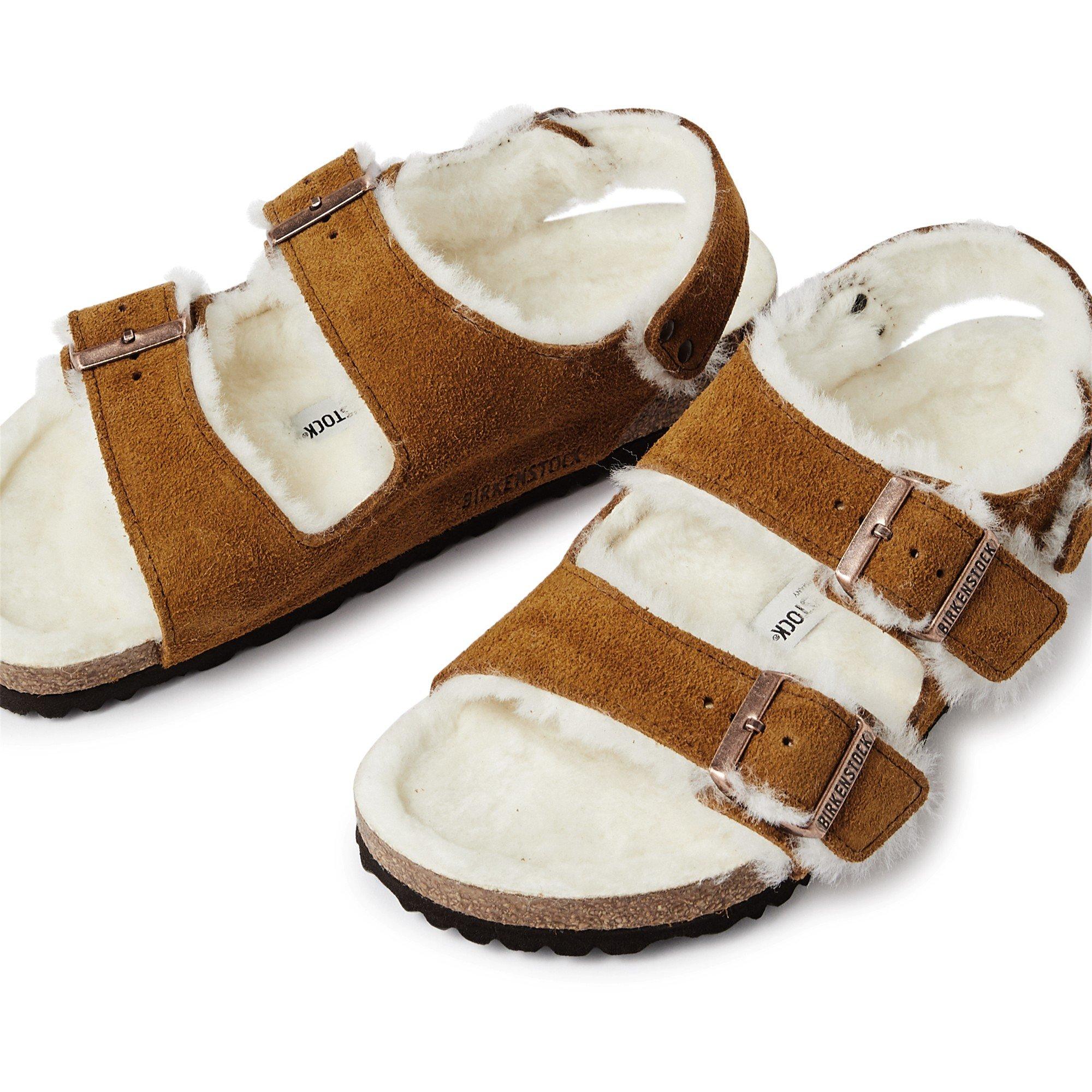 TAN - Birkenstock - MILANO SUEDE SHEARLING SANDAL - 4