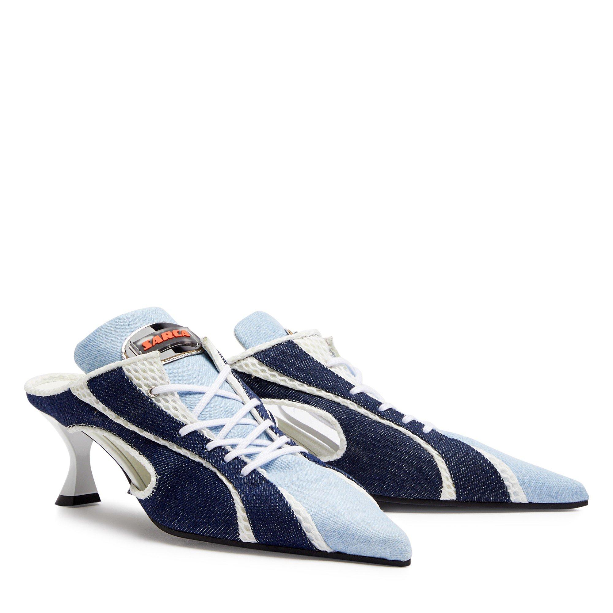 BLUE - Ancuta Sarca - MOTO DENIM MULE KITTEN HEELS - 2