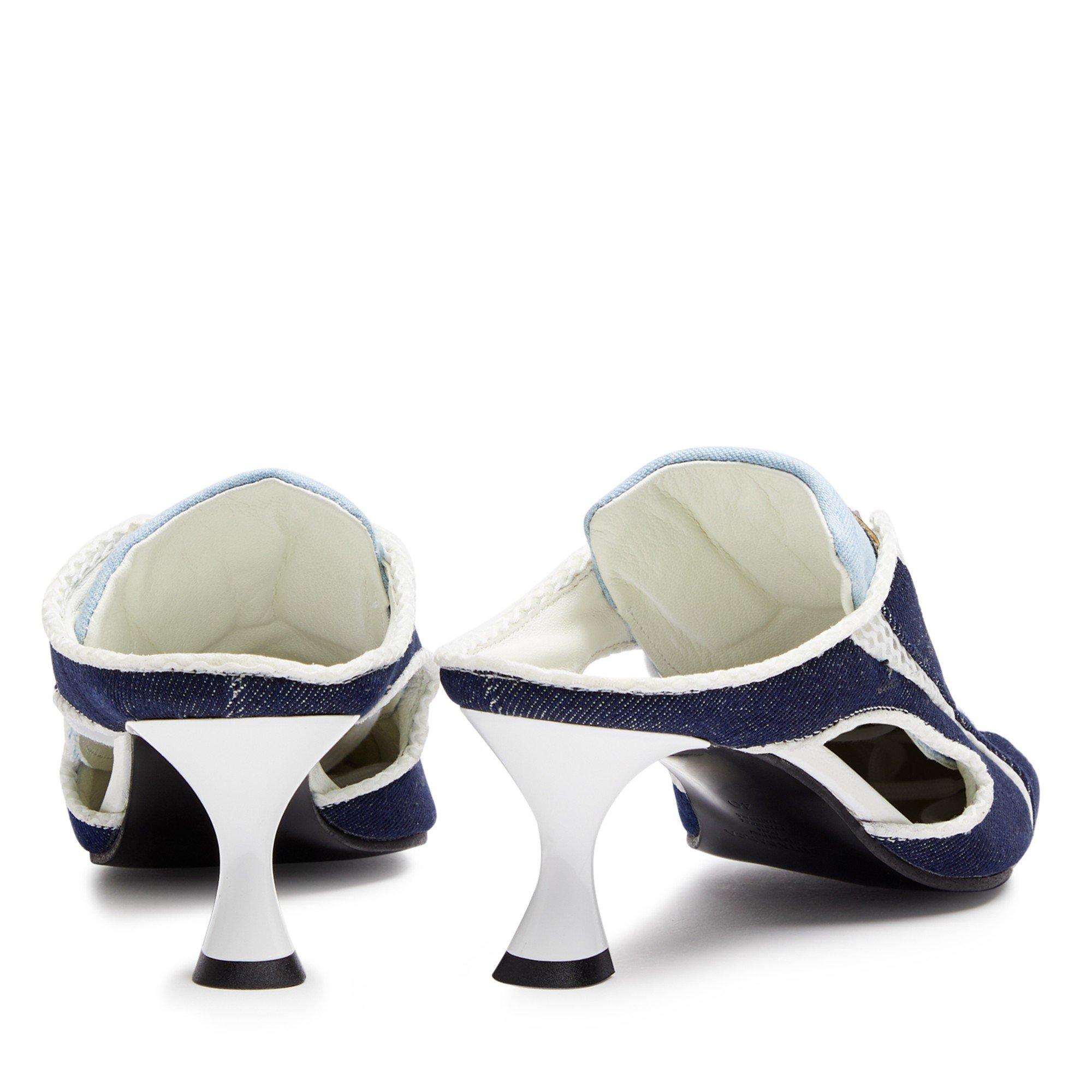 BLUE - Ancuta Sarca - MOTO DENIM MULE KITTEN HEELS - 4