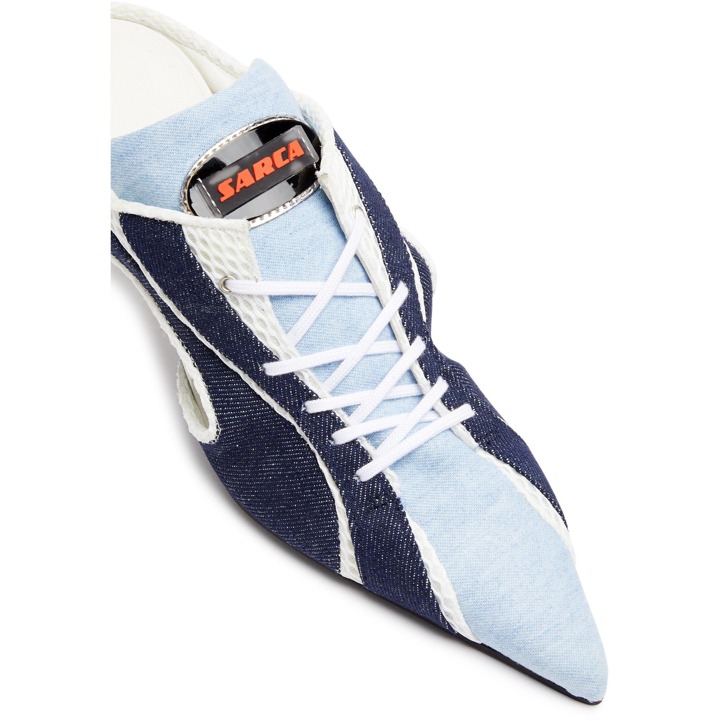 BLUE - Ancuta Sarca - MOTO DENIM MULE KITTEN HEELS - 5