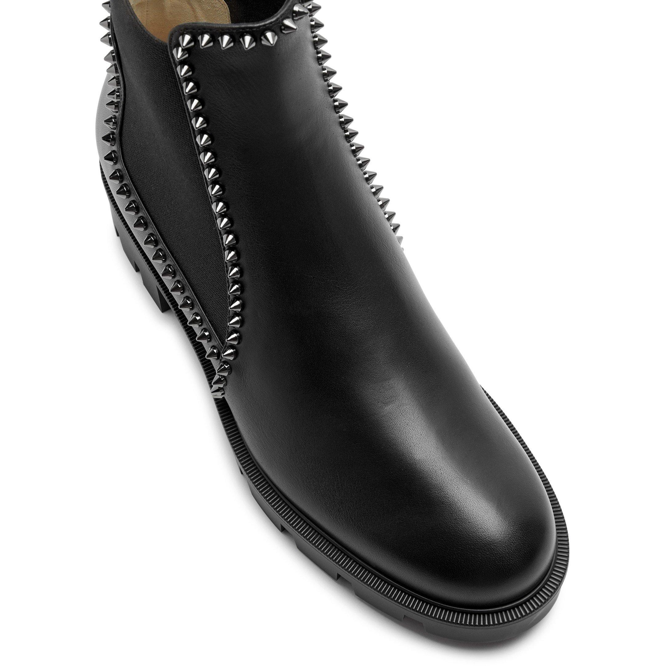 BLACK - Christian Louboutin - OUT LINA SPIKE LUG FLAT BOOT - 5