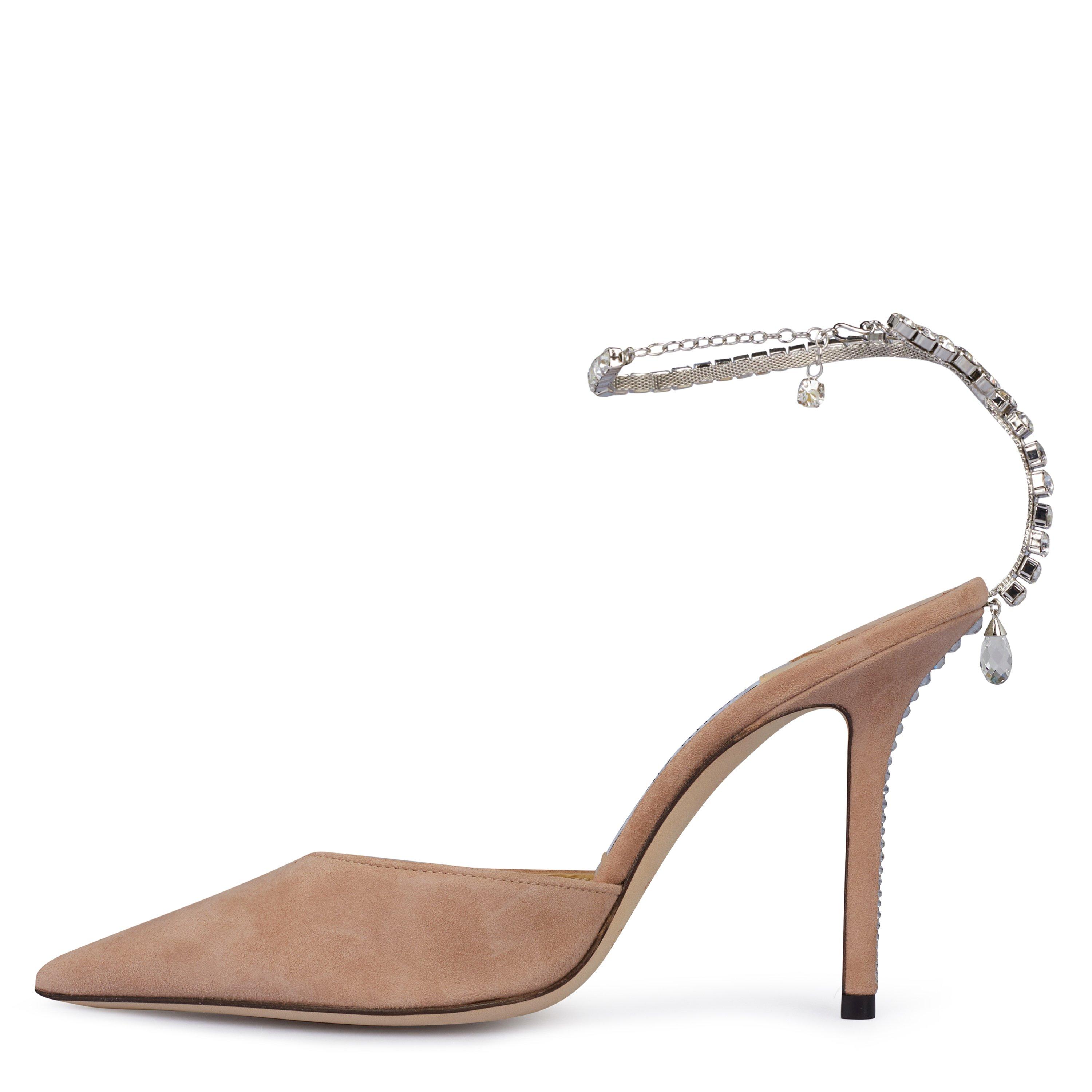 Bllt Pnk Crysta - Jimmy Choo - Women's Suede Saeda 100 Pumps - 3
