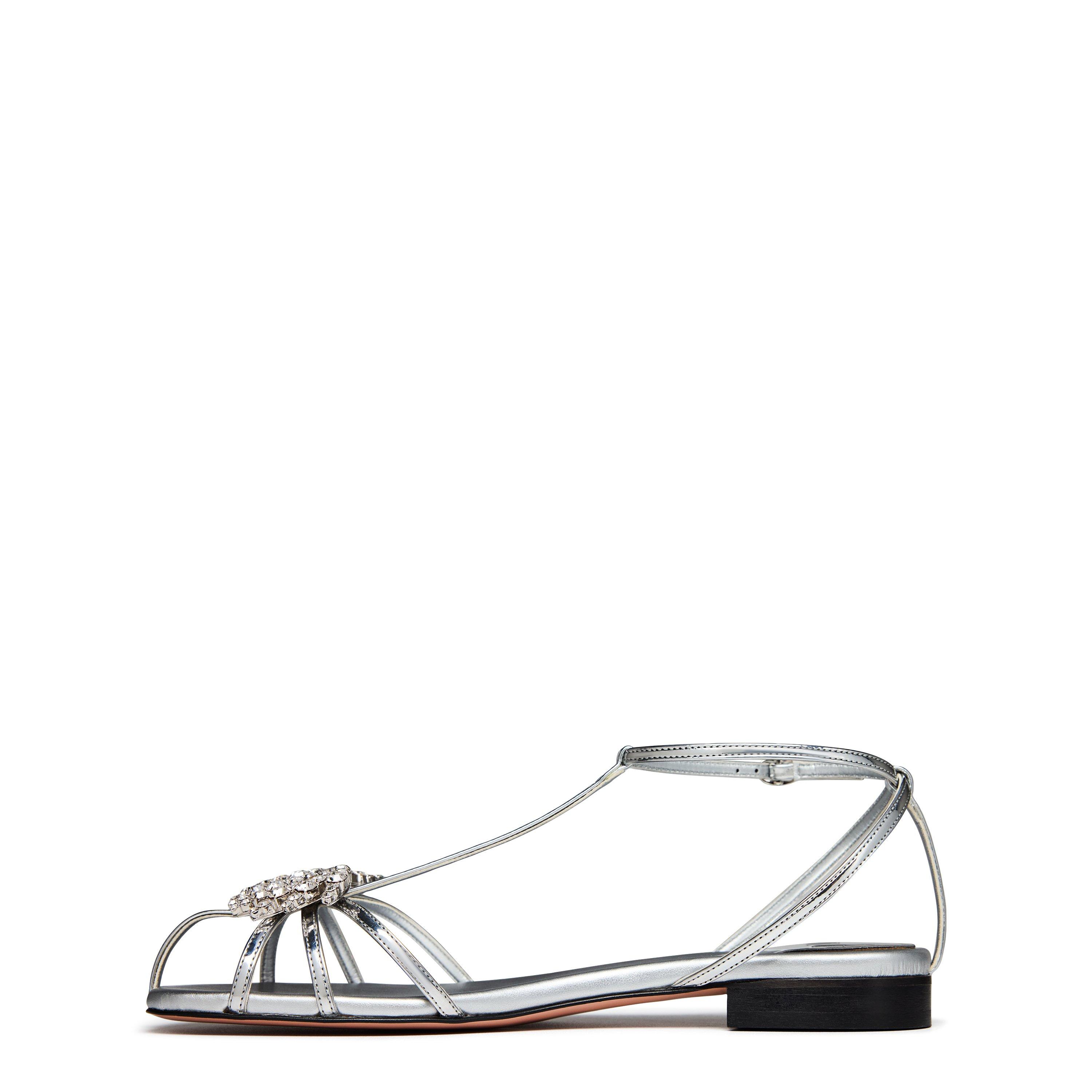 Silver/ Crystal - Piferi - Women's Maggio Crystal Flat Sandals - 3