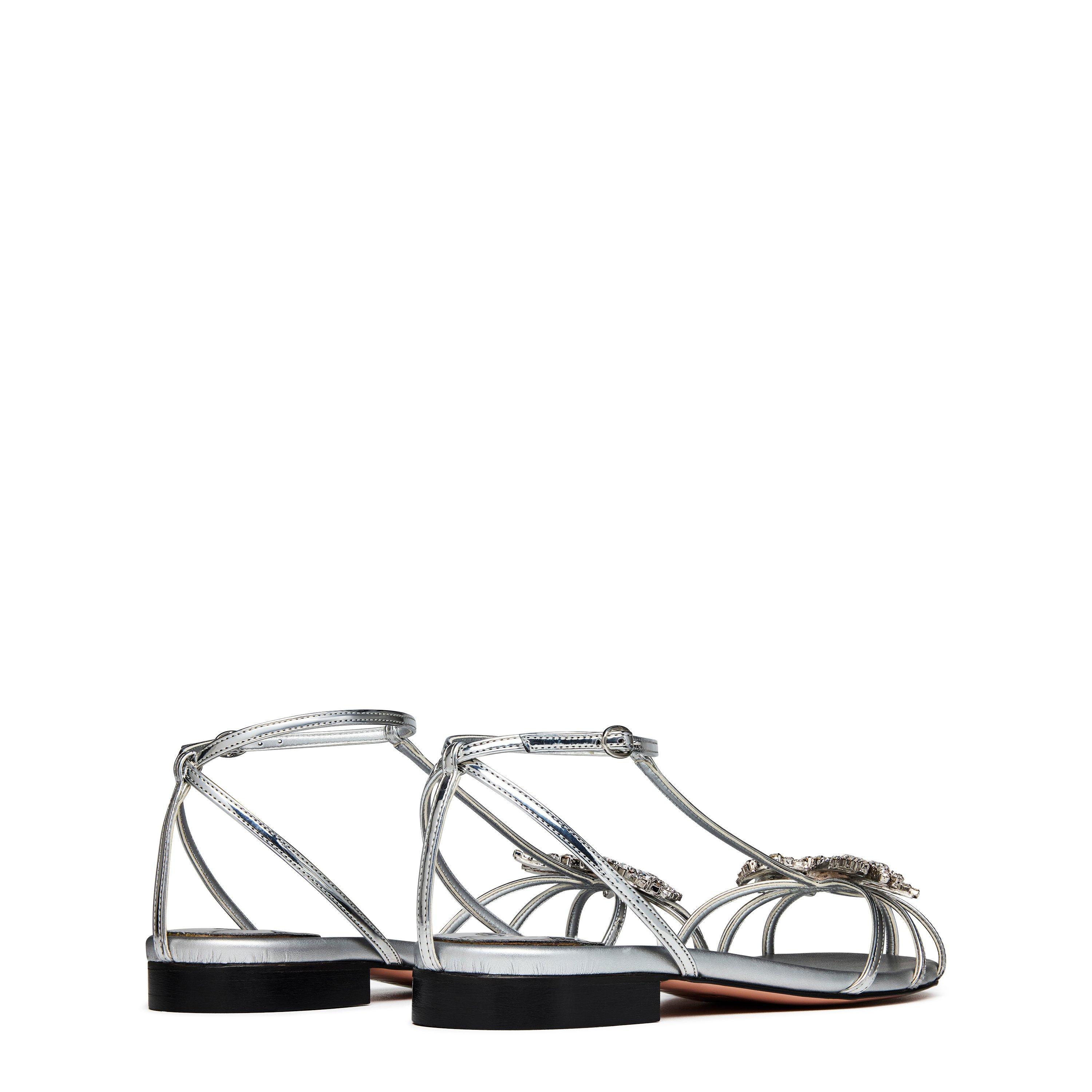 Silver/ Crystal - Piferi - Women's Maggio Crystal Flat Sandals - 5