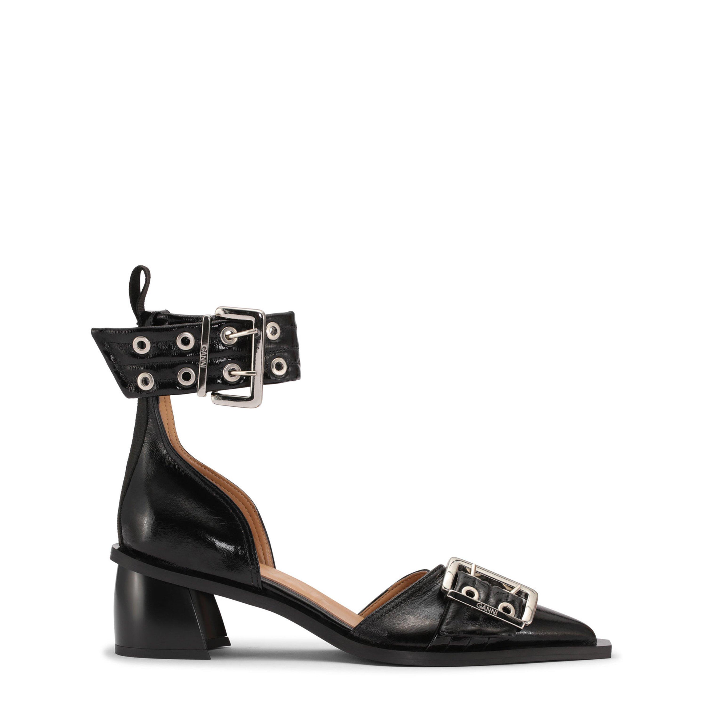 Black - Ganni - Chucky Buckle Open Cut Pumps - 1