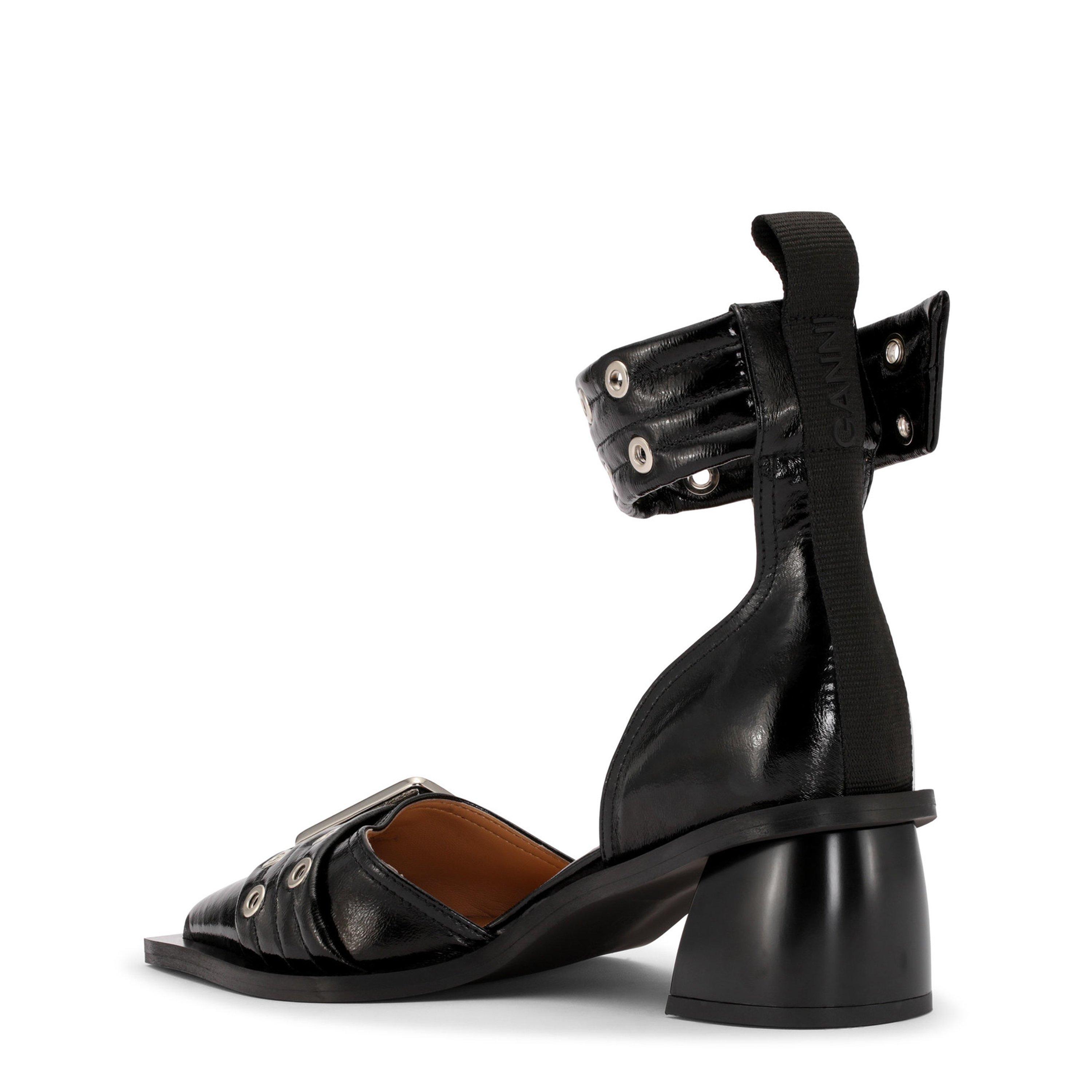 Black - Ganni - Chucky Buckle Open Cut Pumps - 3