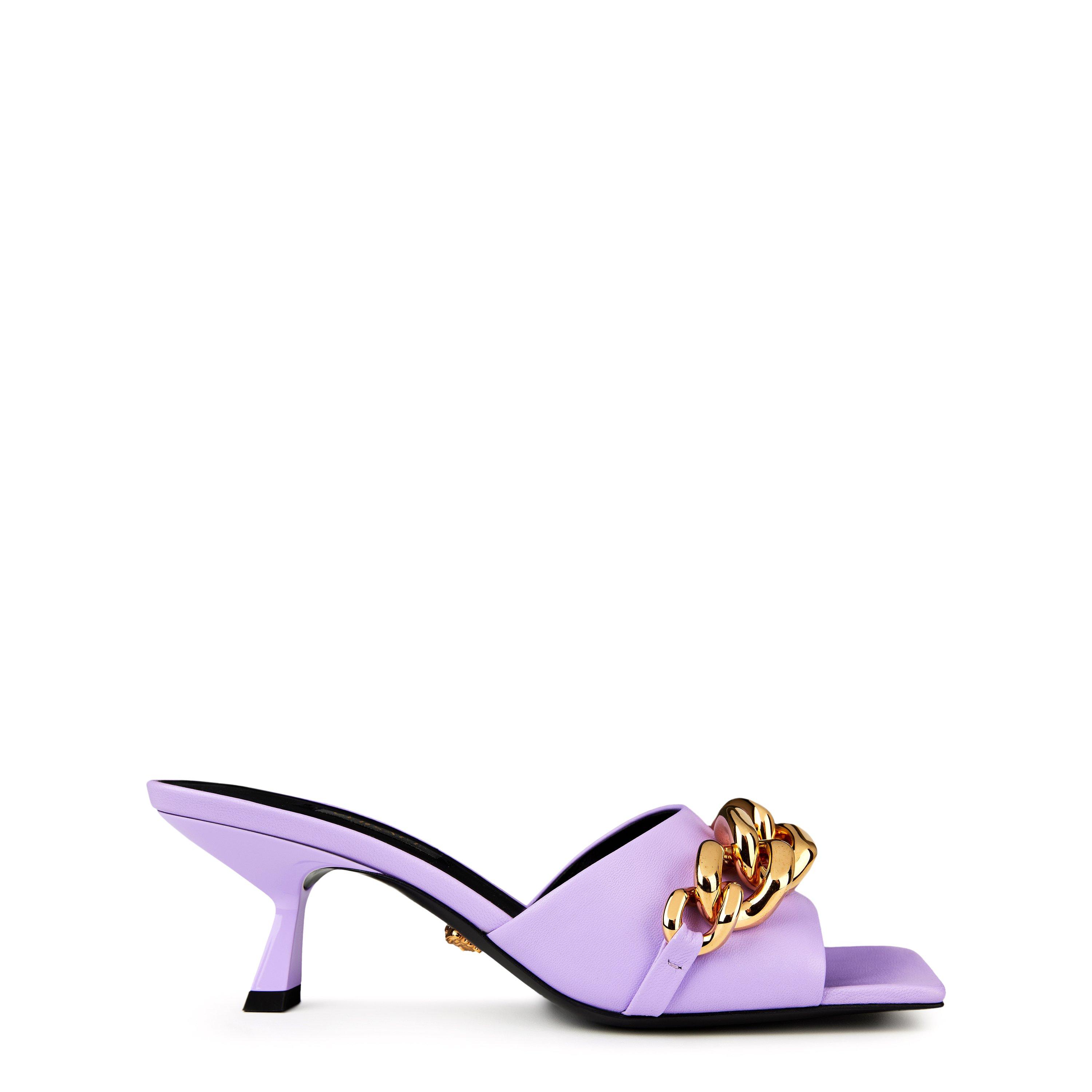 Black - Versace - Women's Chain Heeled Mules - 1