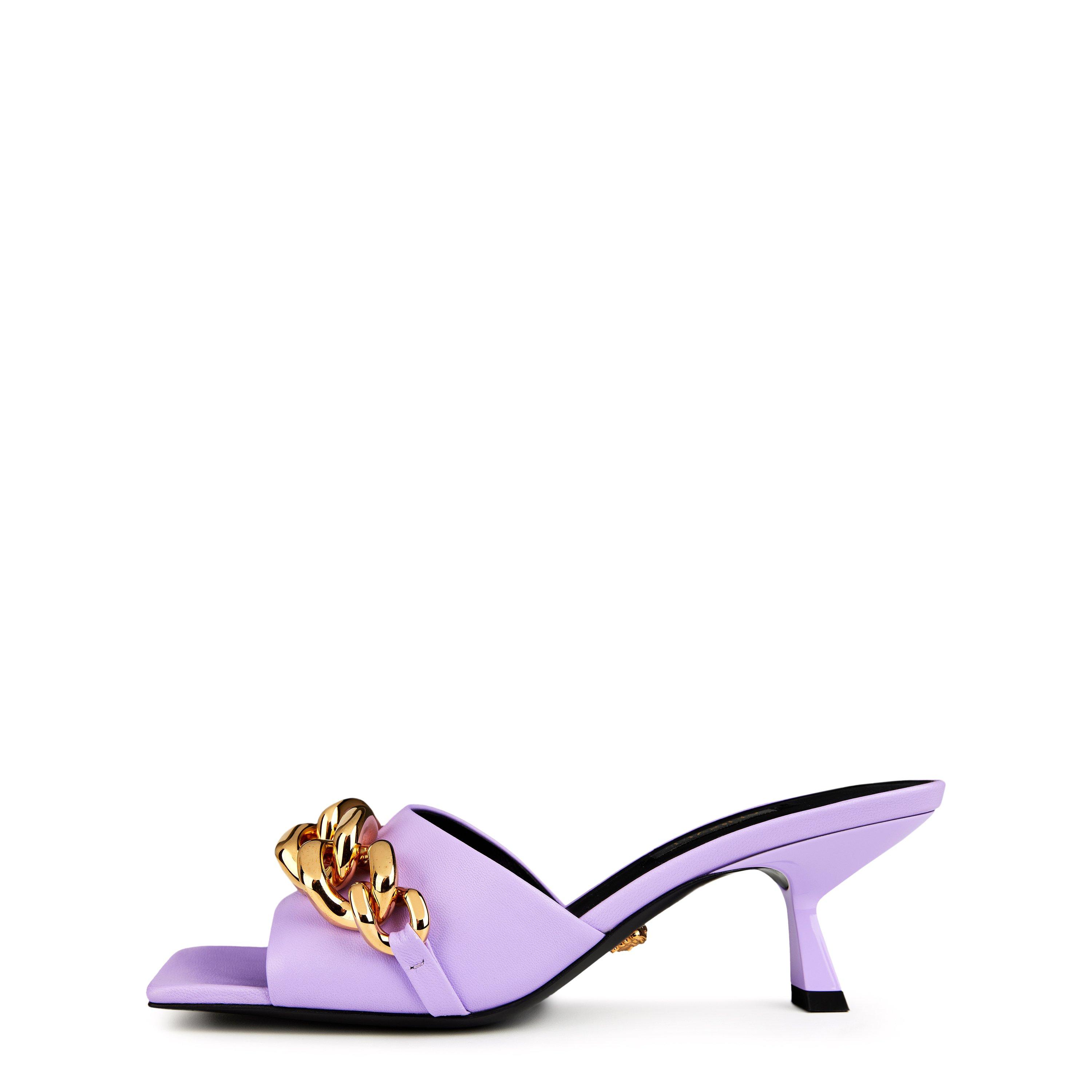 Black - Versace - Women's Chain Heeled Mules - 2