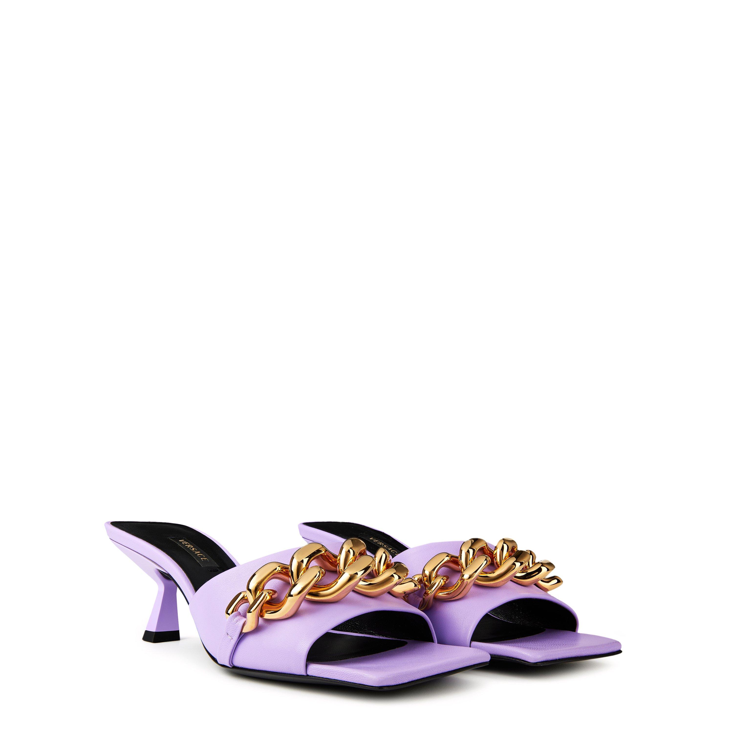 Black - Versace - Women's Chain Heeled Mules - 3