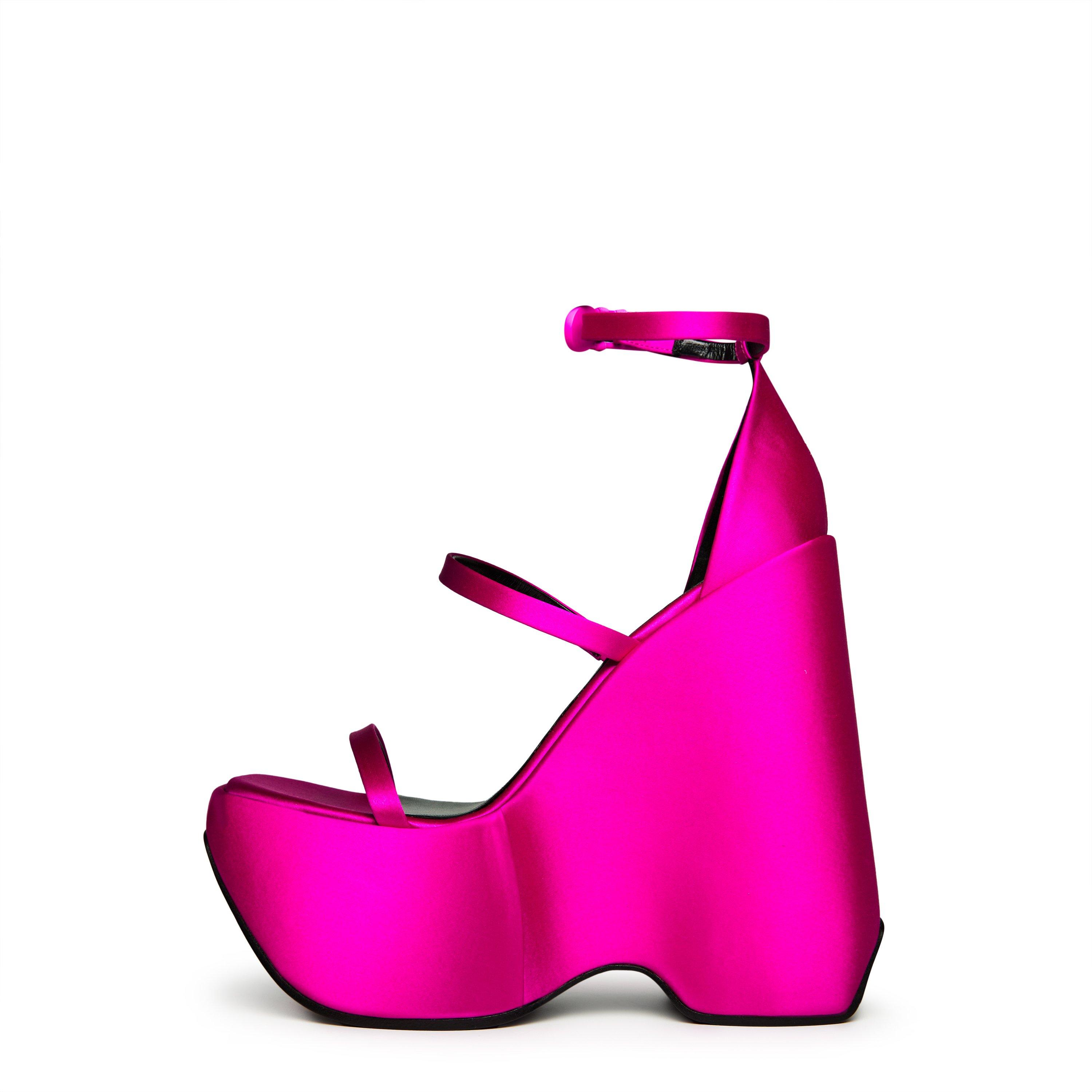 Fuschia - Versace - Triplatform Ankle Strap Sandals - 3