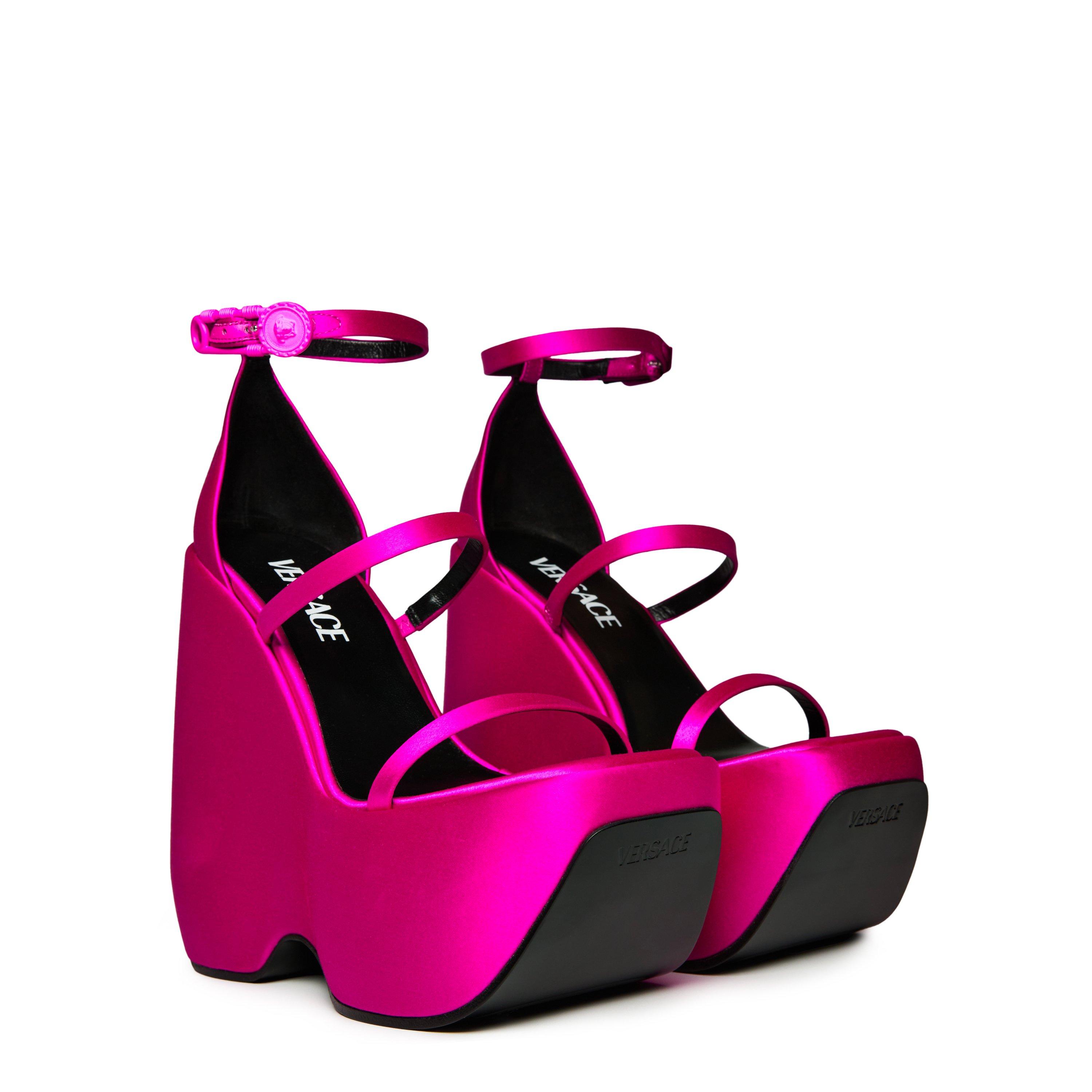 Fuschia - Versace - Triplatform Ankle Strap Sandals - 4