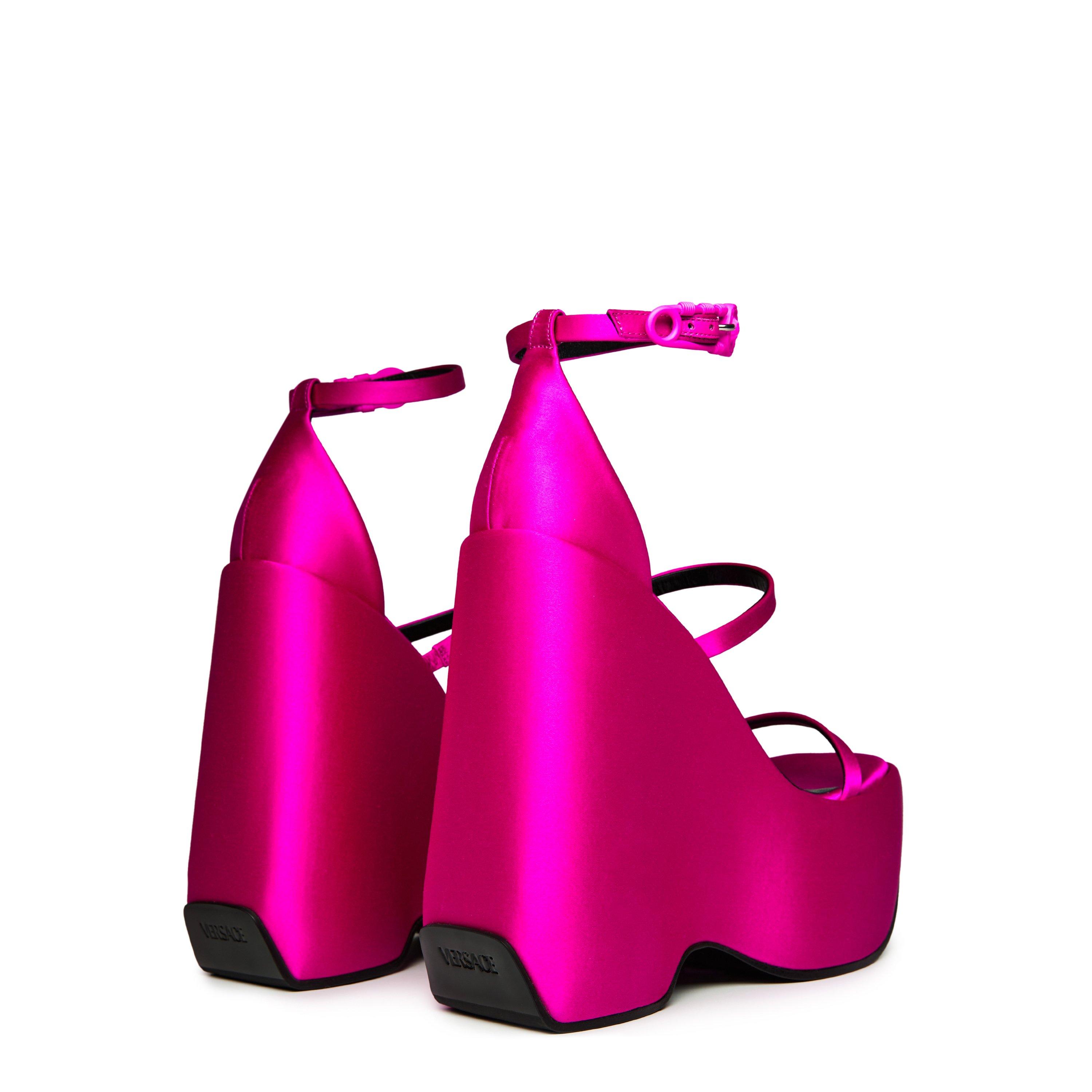 Fuschia - Versace - Triplatform Ankle Strap Sandals - 5