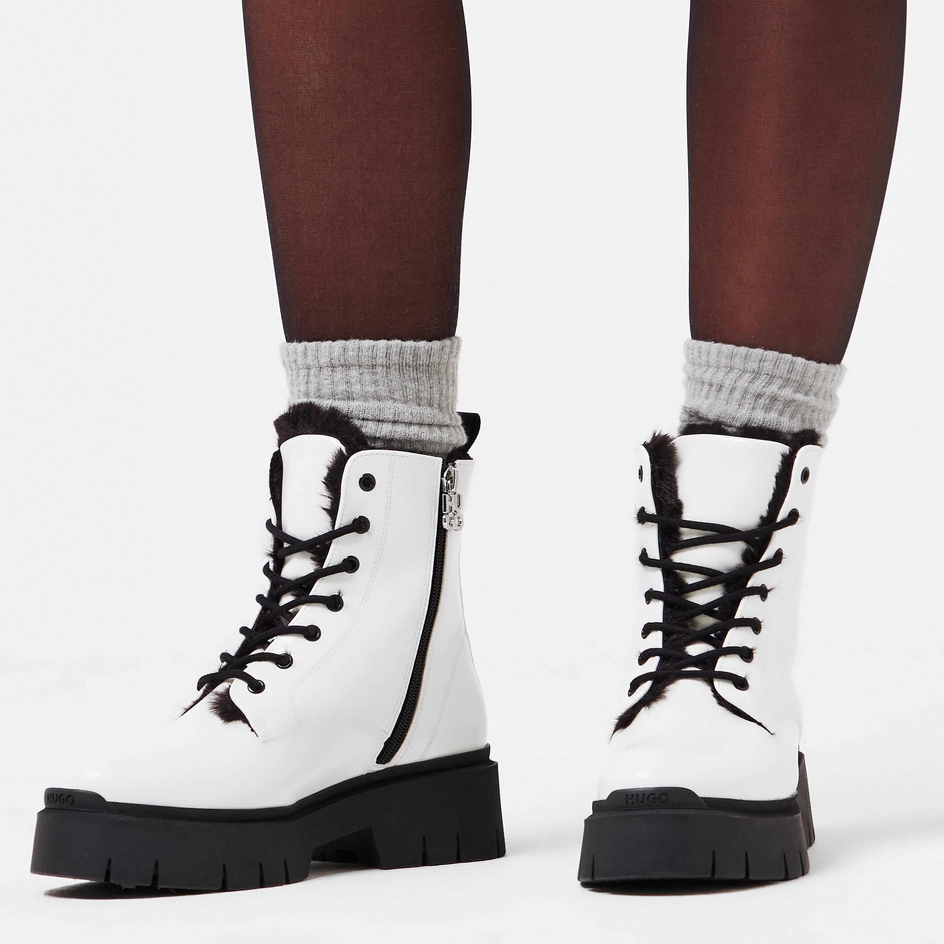 Natural - Hugo - Women's Faux Leather Biker Boots - 3