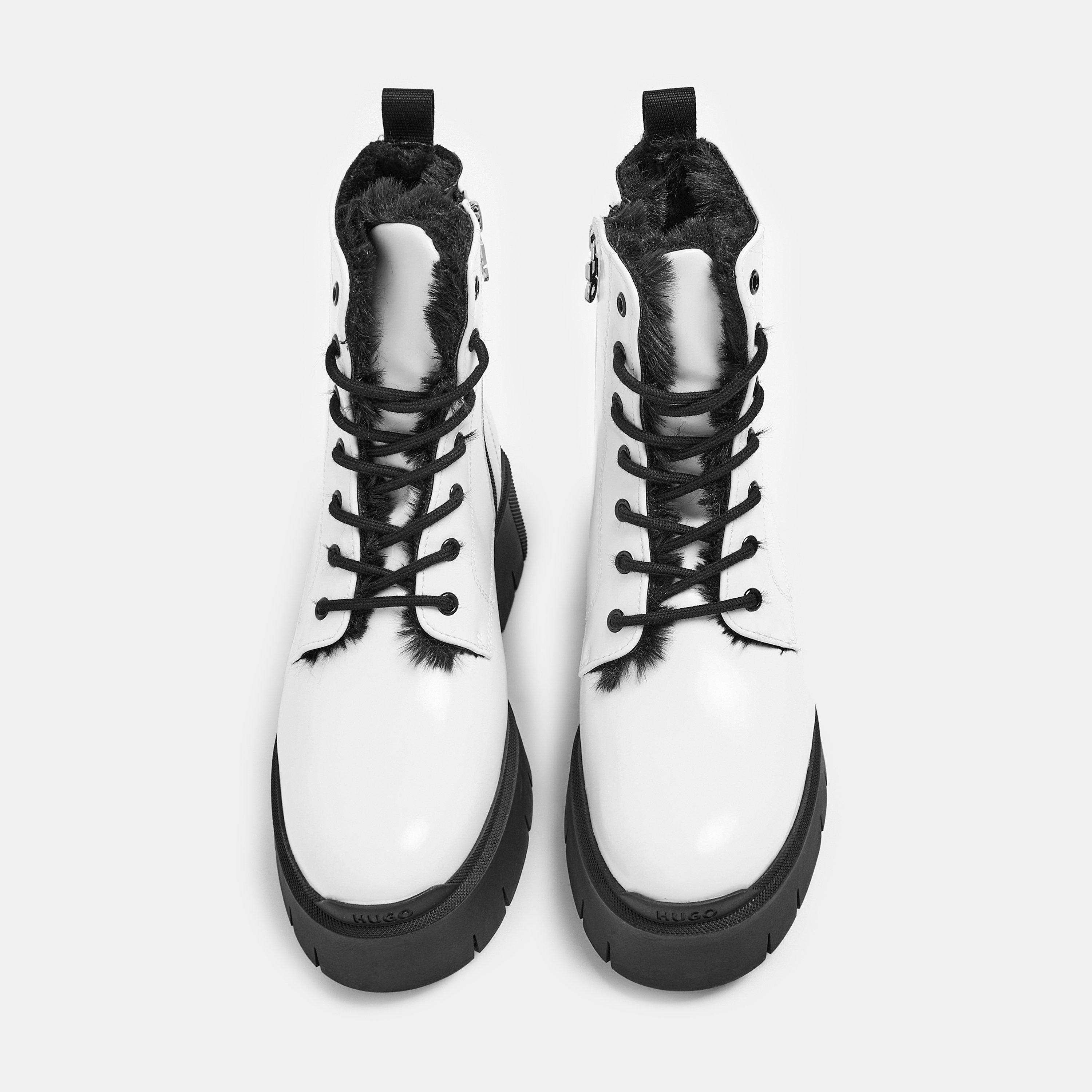 Natural - Hugo - Women's Faux Leather Biker Boots - 5