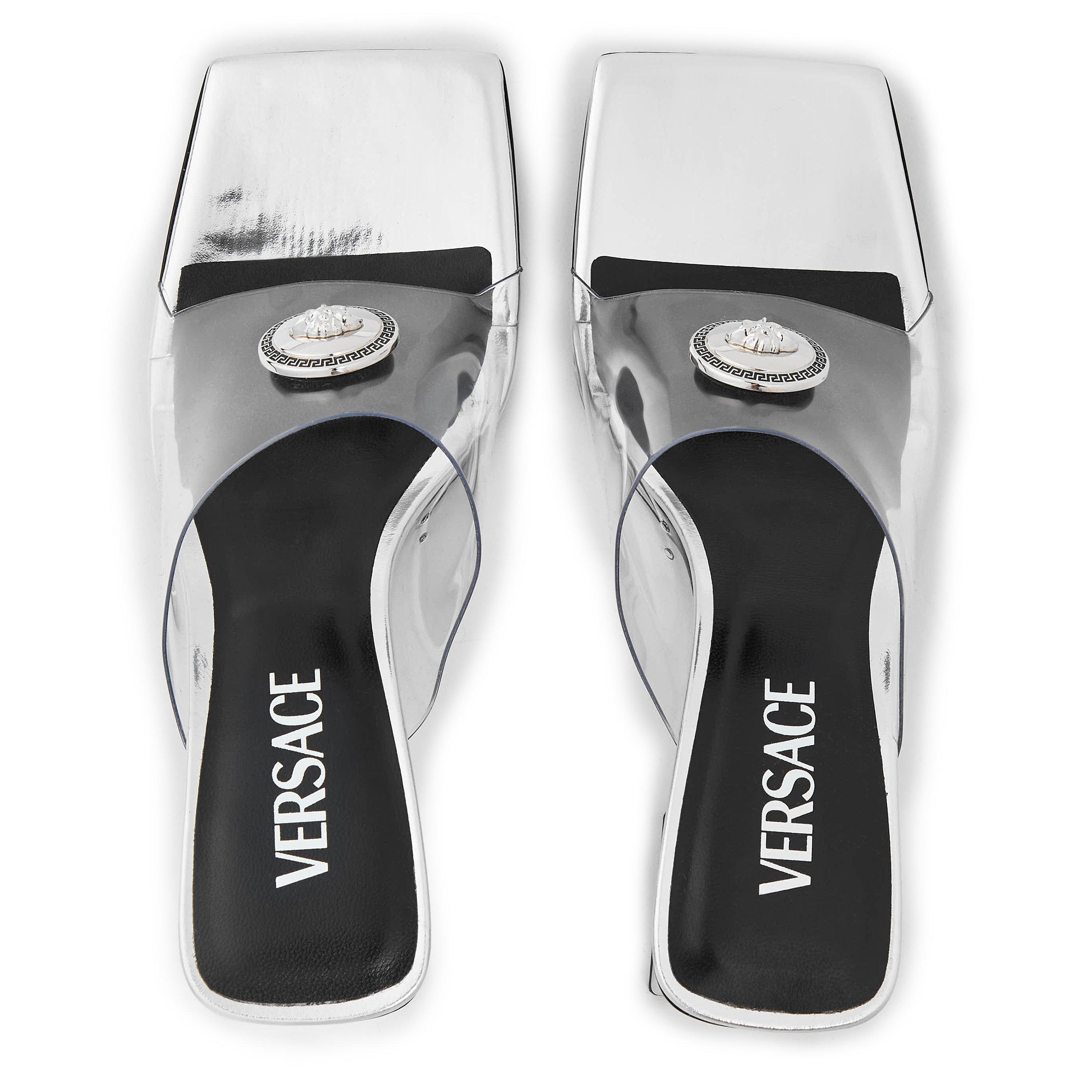 Silver - Versace - Women's 70mm Heeled Mule - 4