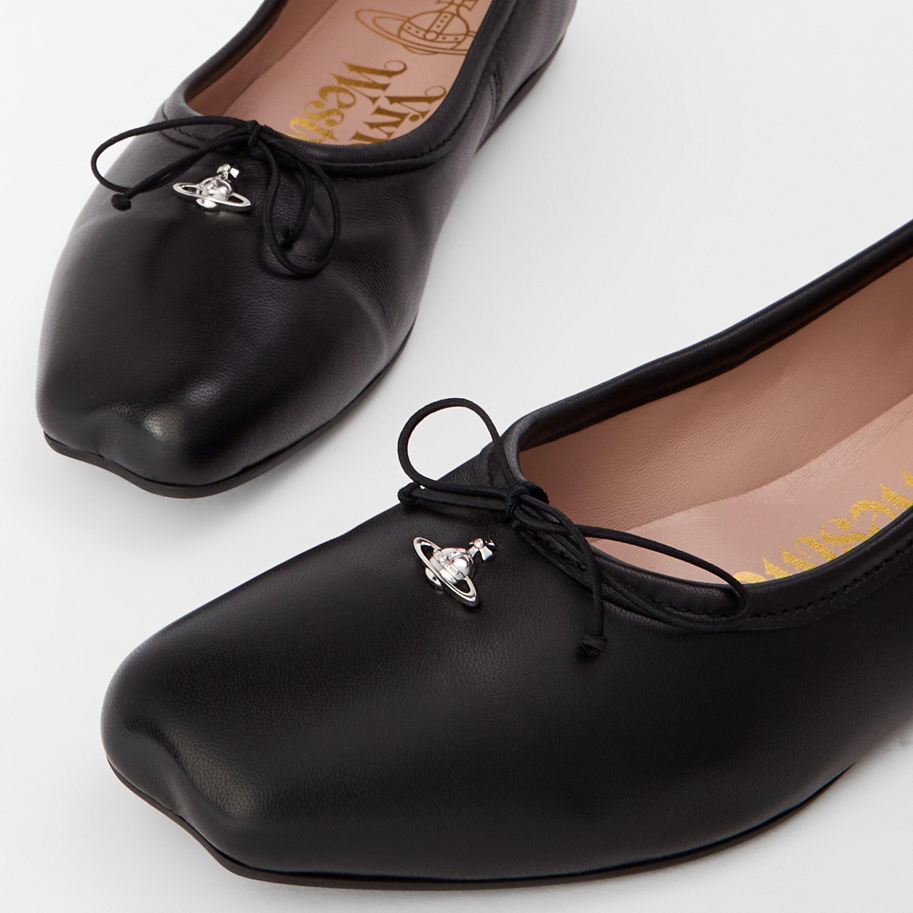 Black Leather - Vivienne Westwood - Women's Leather Brigitte Ballerina Pumps - 3