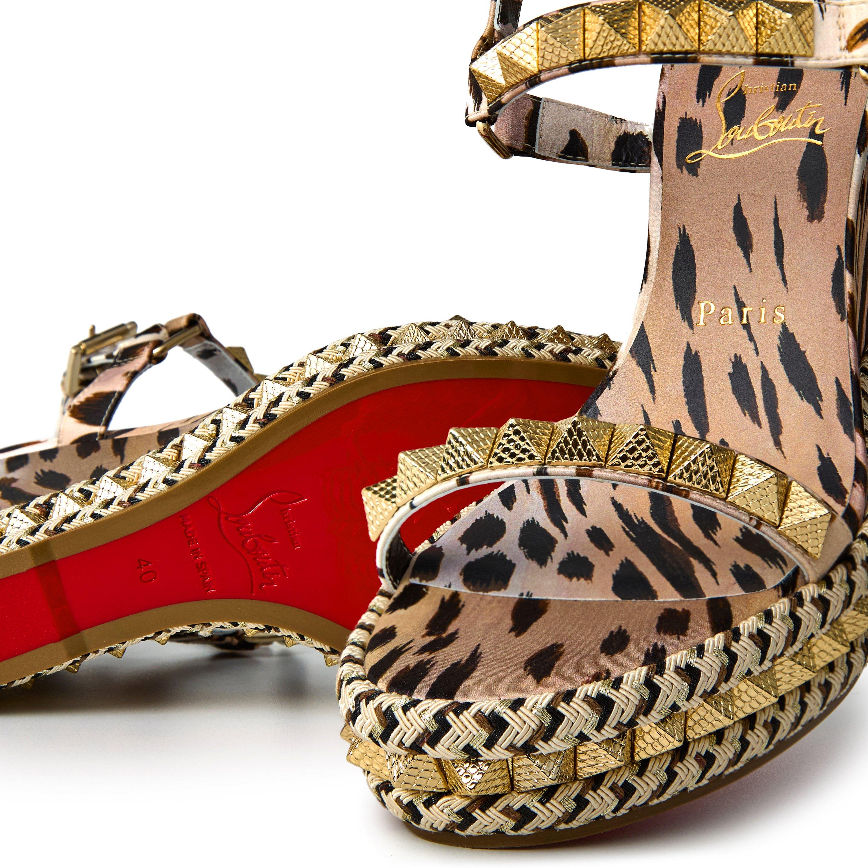 Vintage Rose - Christian Louboutin - Women's Pyraclou Leather Espadrilles, 110mm - 4