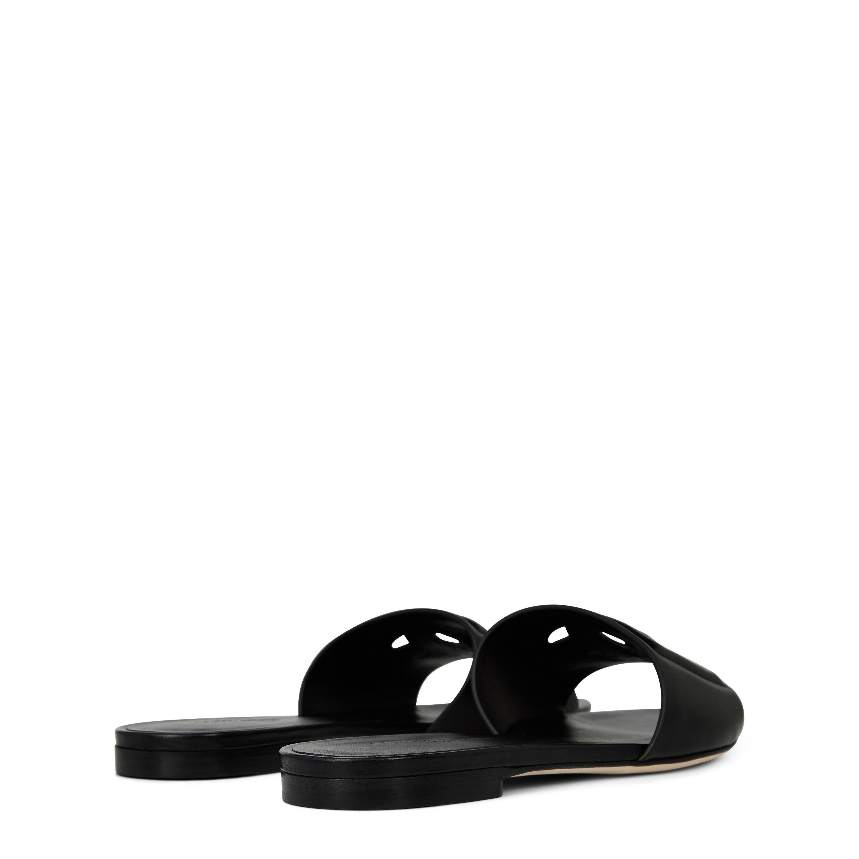 Nero - Dolce and Gabbana - Women's Embossed Leather Bianca Sliders - 4