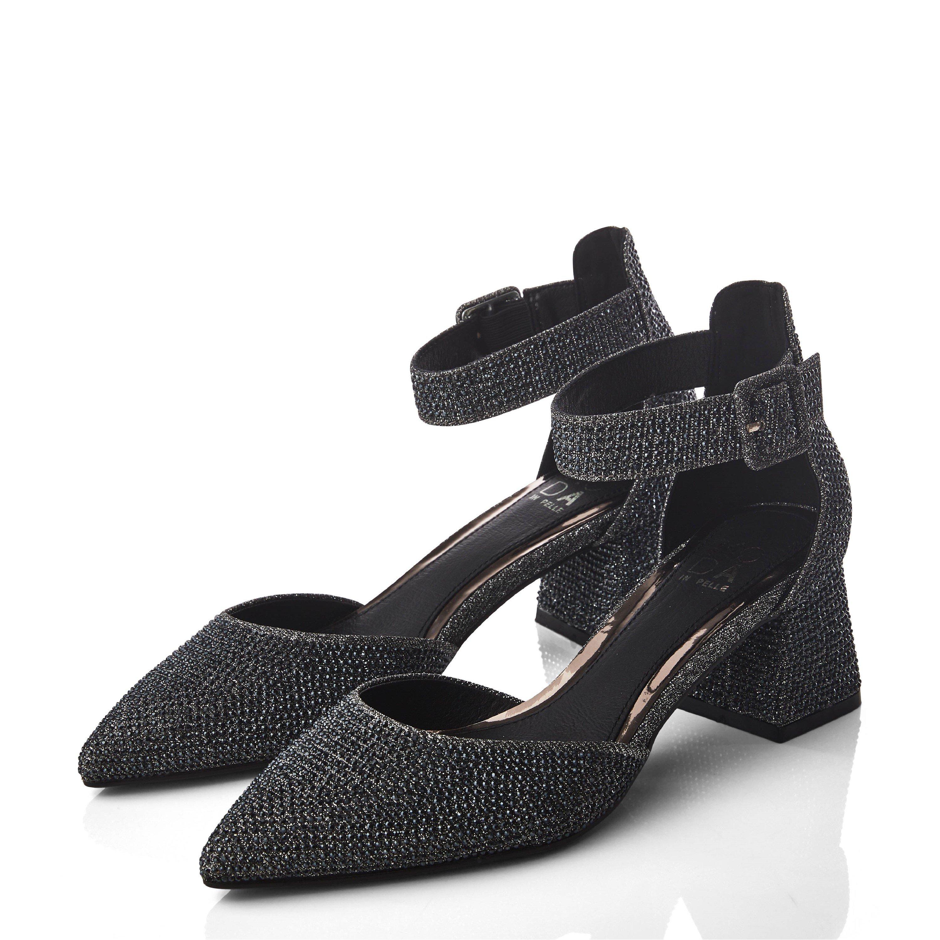 Pewter - Moda in Pelle - Women's Kadie Block Heel Court Shoes - 3