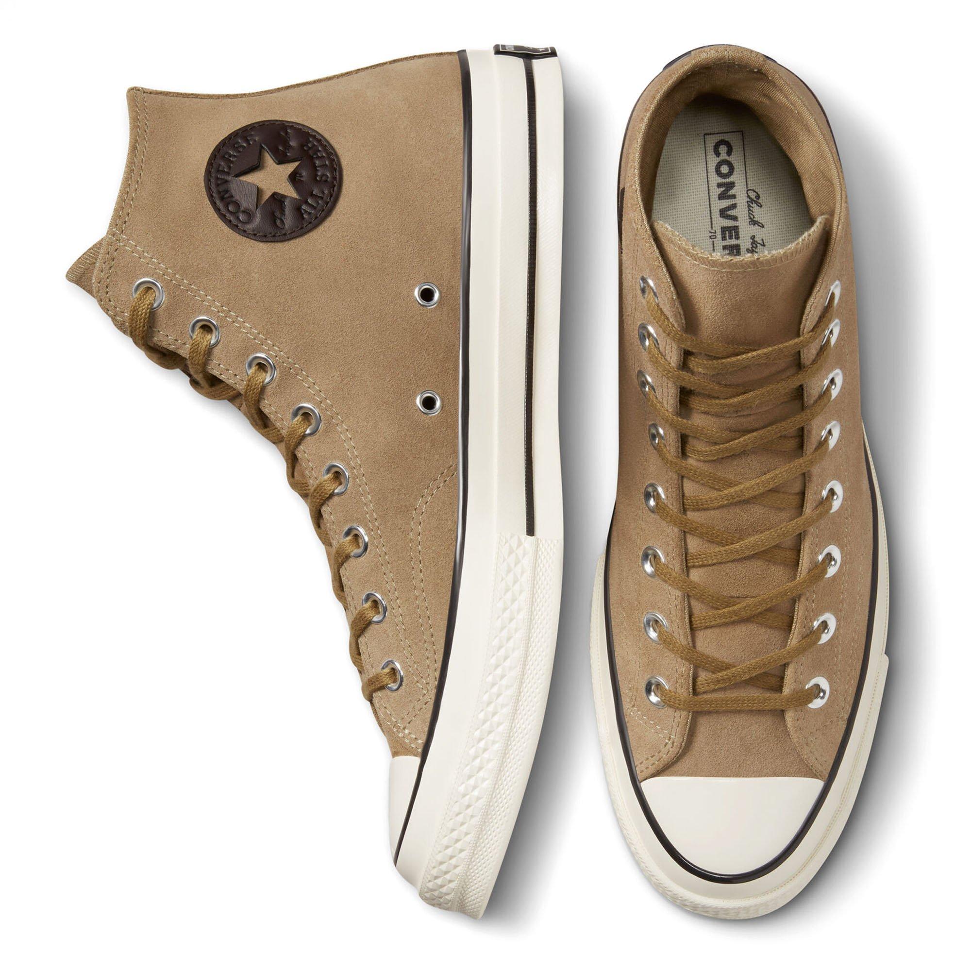 Tan suede sale converse high tops