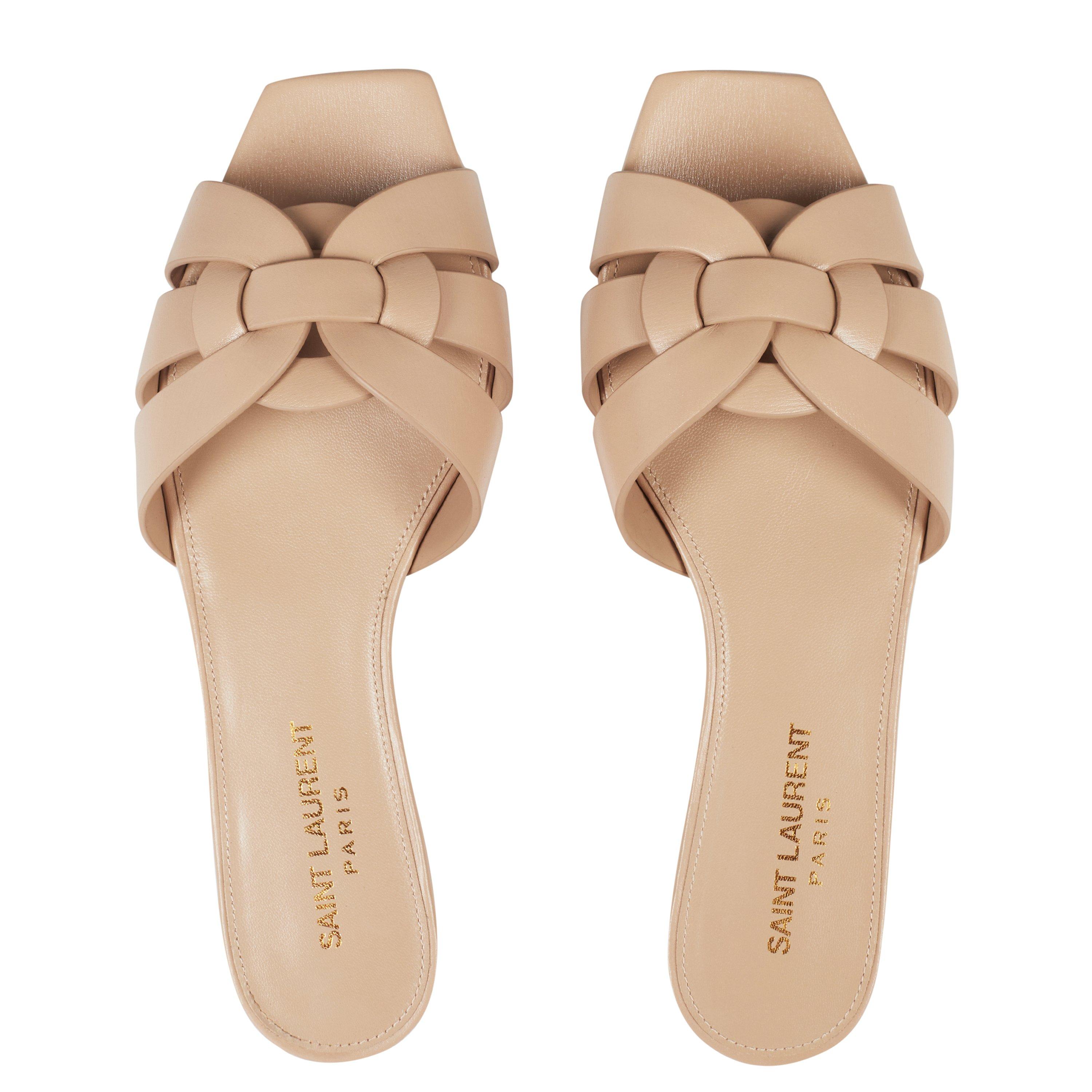 Dark Beige 2721 - Saint Laurent - Tribute Mules in Smooth Leather - 6
