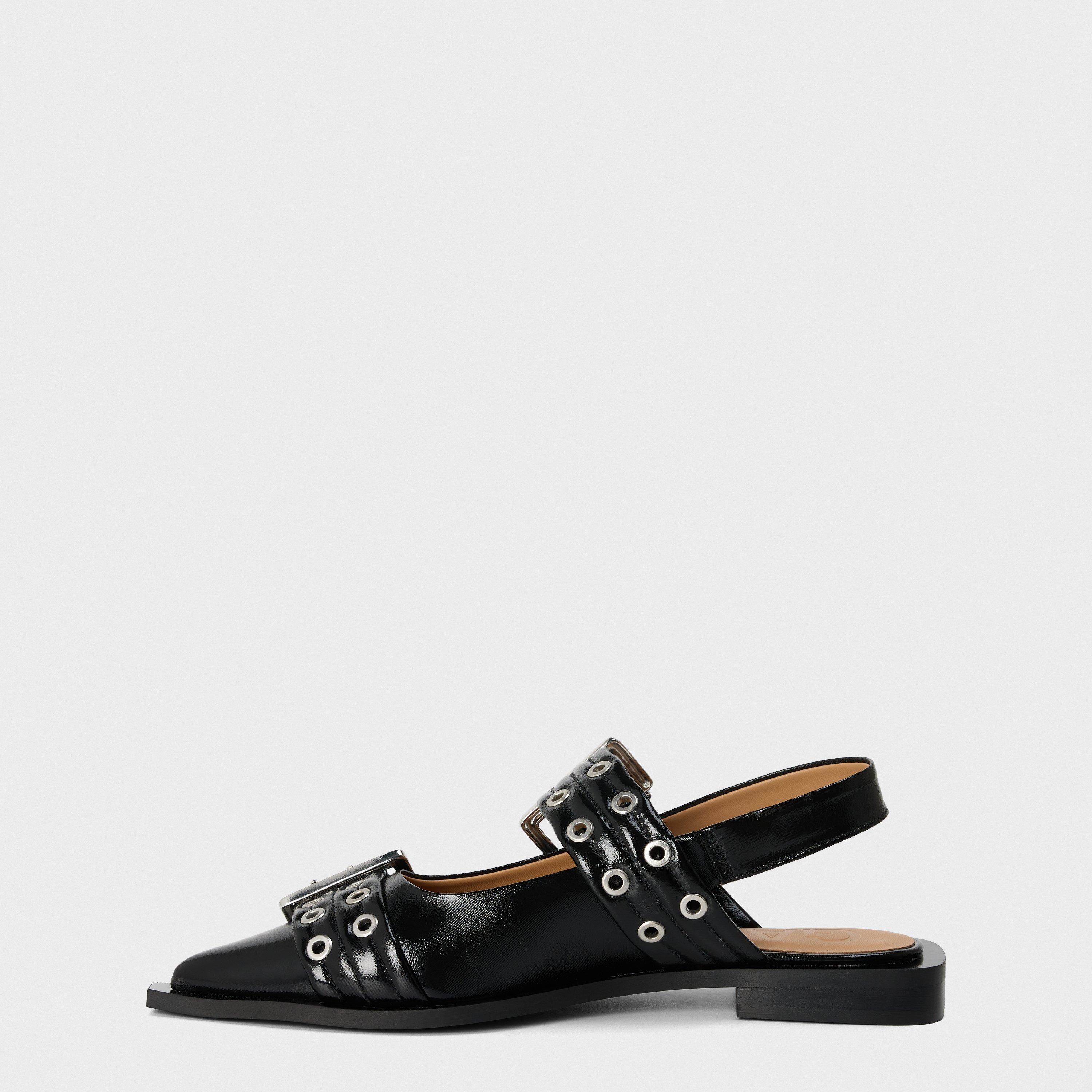 Black - Ganni - Feminine Buckle Ballerinas - 2