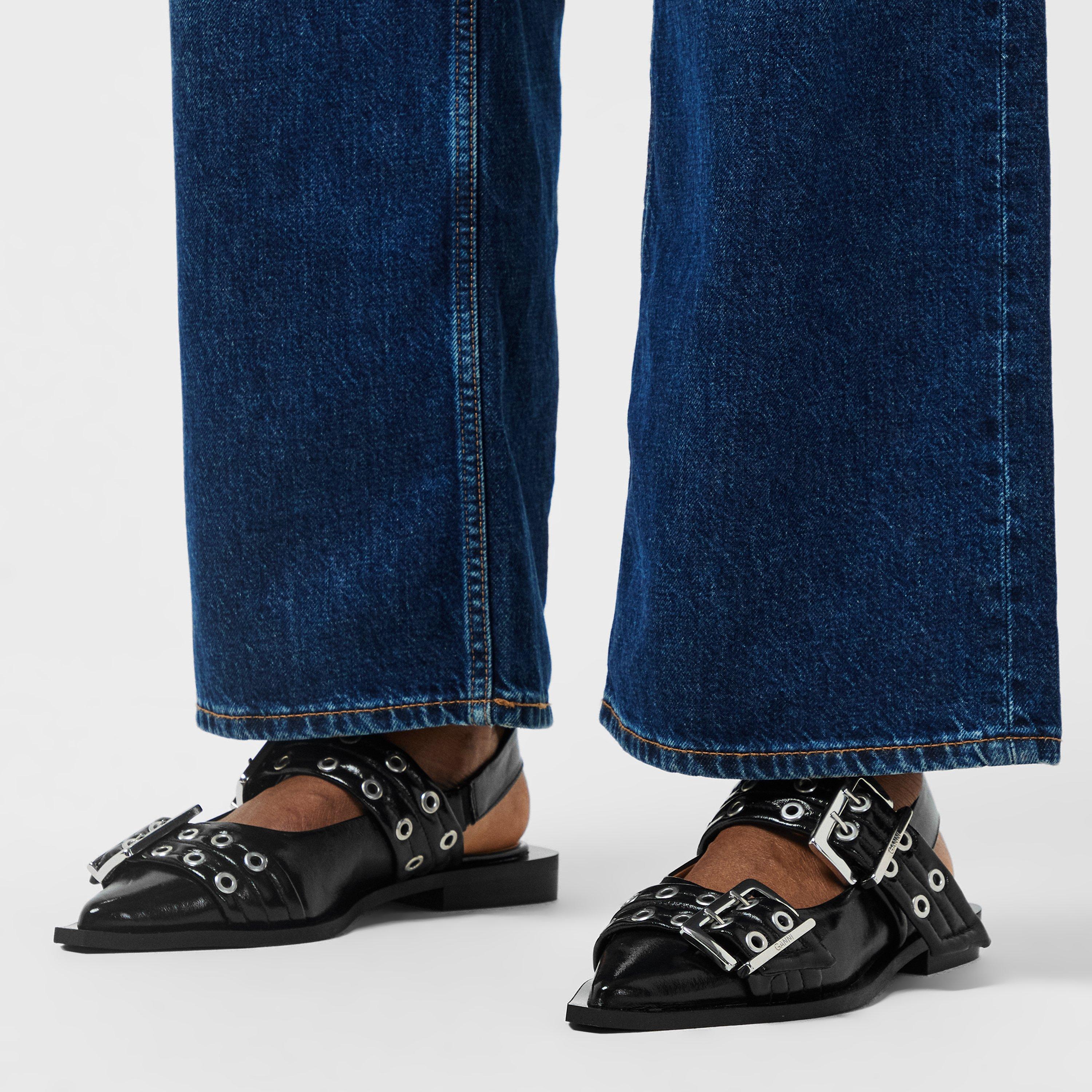 Black - Ganni - Feminine Buckle Ballerinas - 3