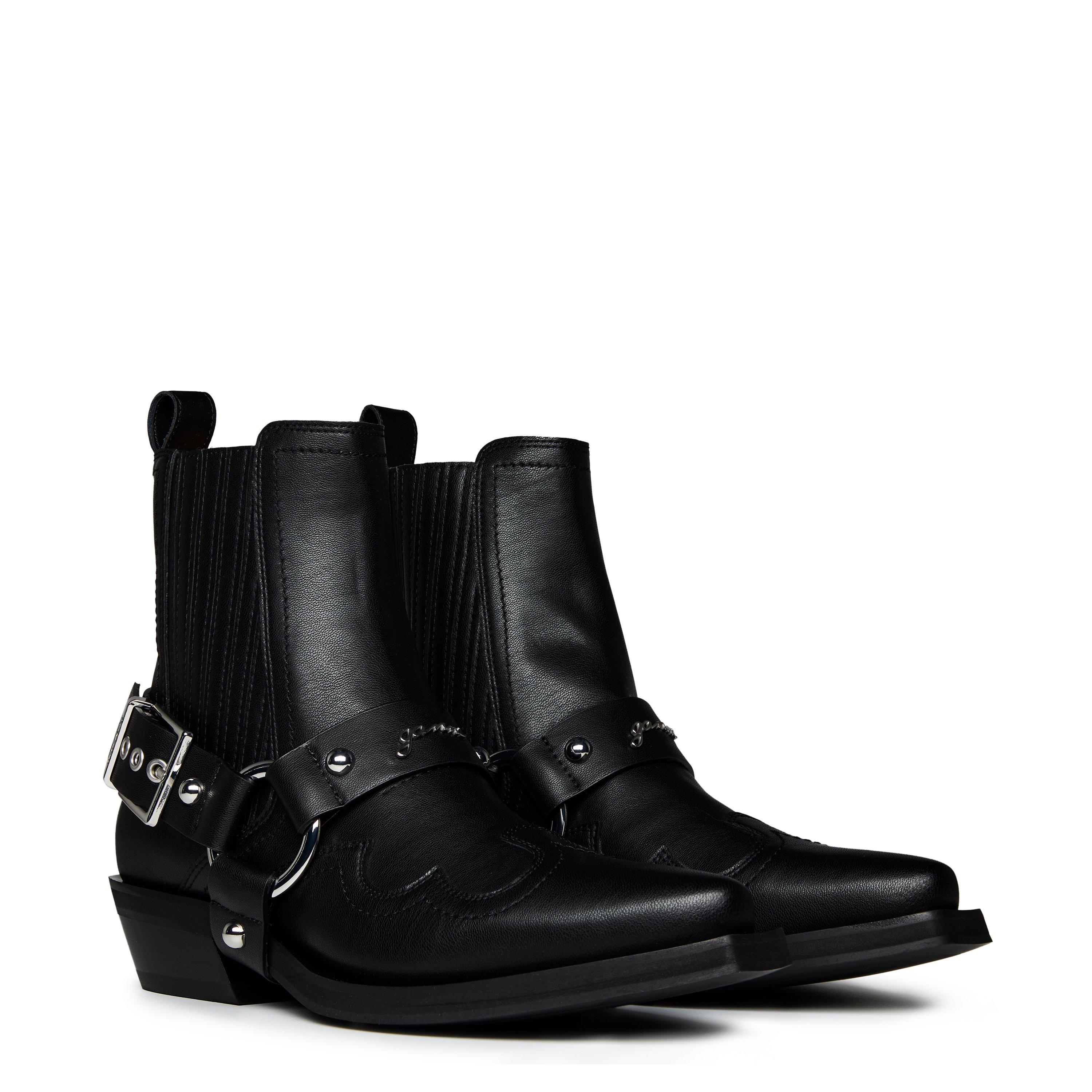 Black - Ganni - Women's Low-Cut Western Cowboy Boots - 4