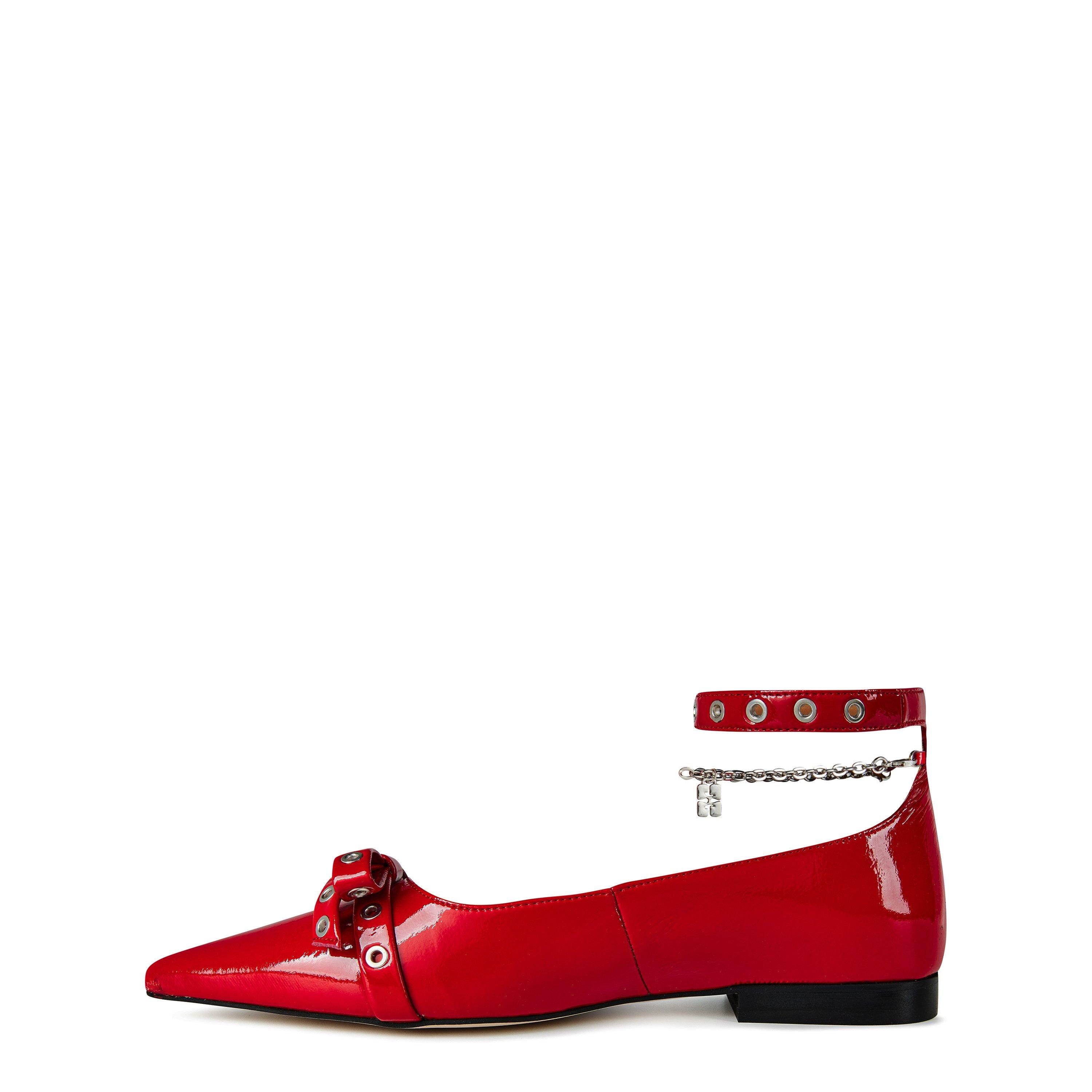 Racing Red - Ganni - Jewel Ballet Flats - 3