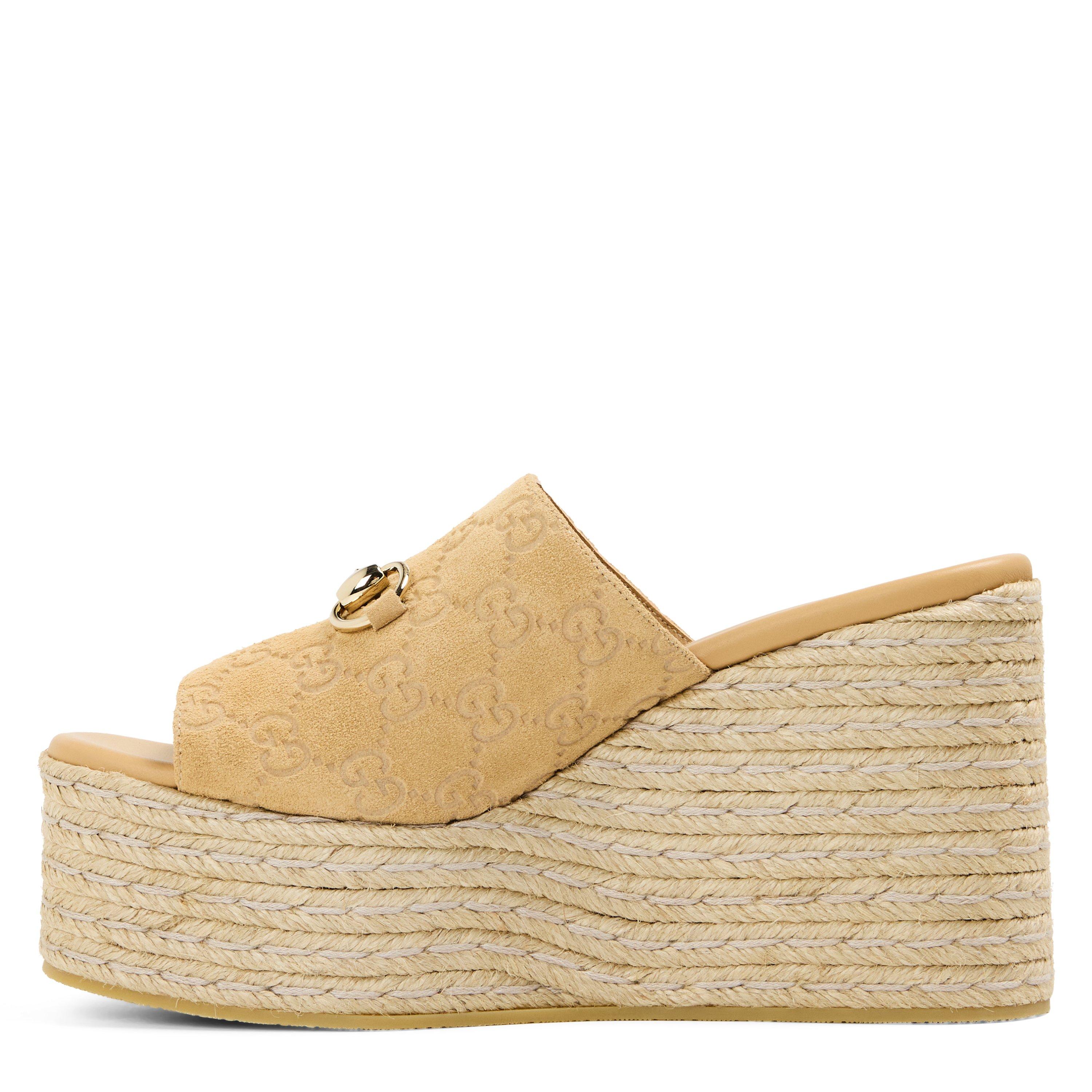 Camel/Ebony - Gucci - Horsebit Wedge Sandals - 2