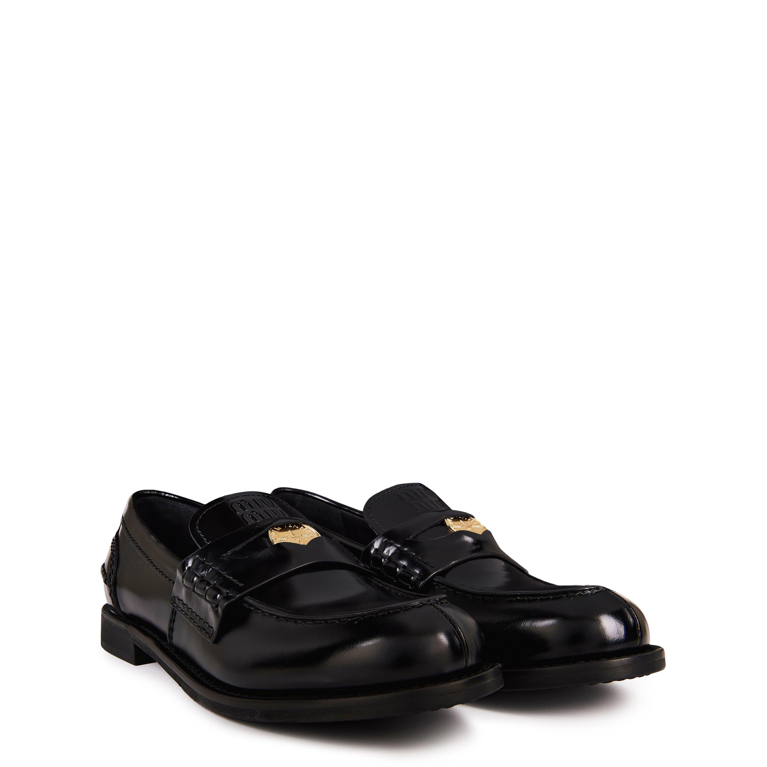 Black Lthr - Miu Miu - Leather Penny Loafers - 4