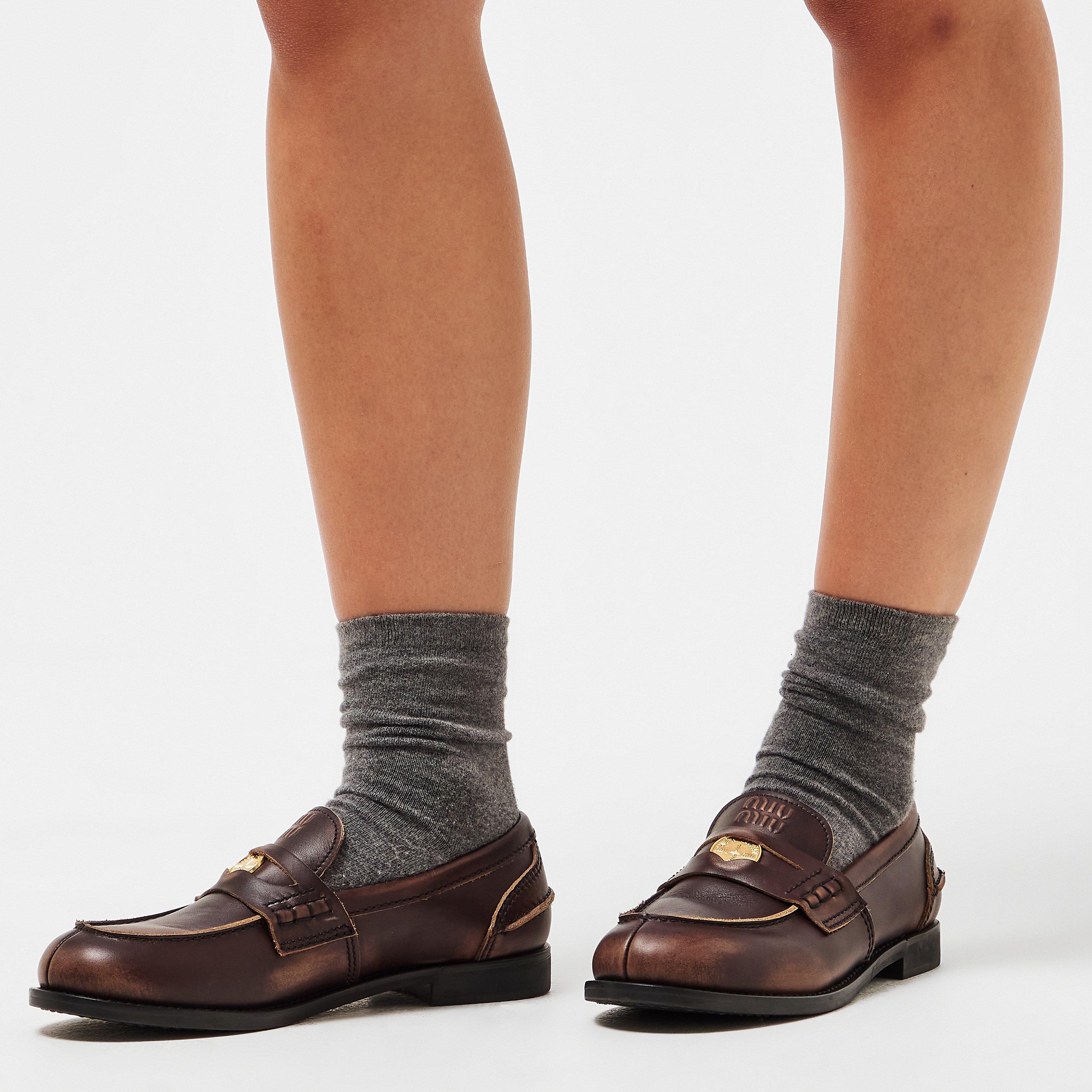 Ebano - Miu Miu - Leather Penny Loafers - 3