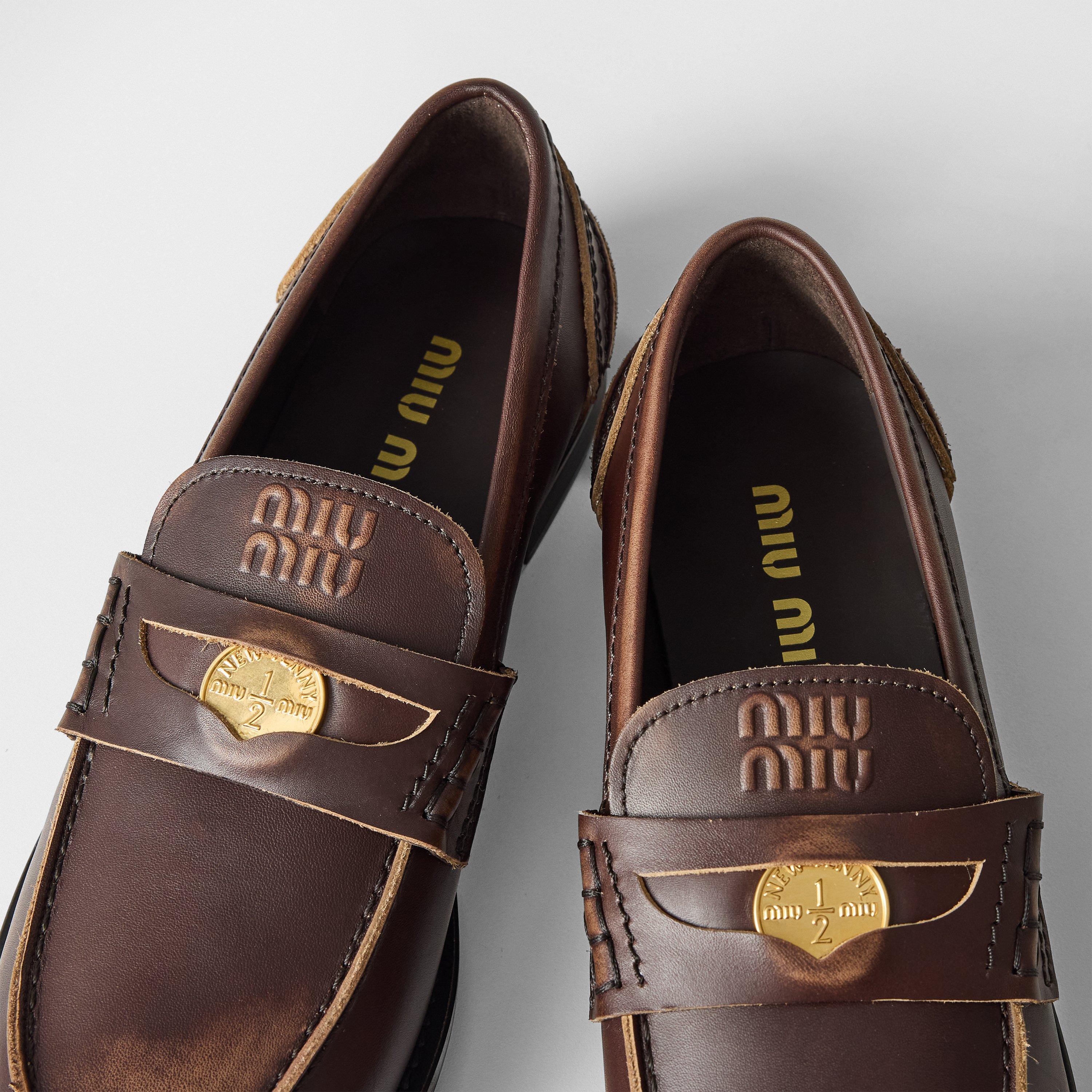 Ebano - Miu Miu - Leather Penny Loafers - 4