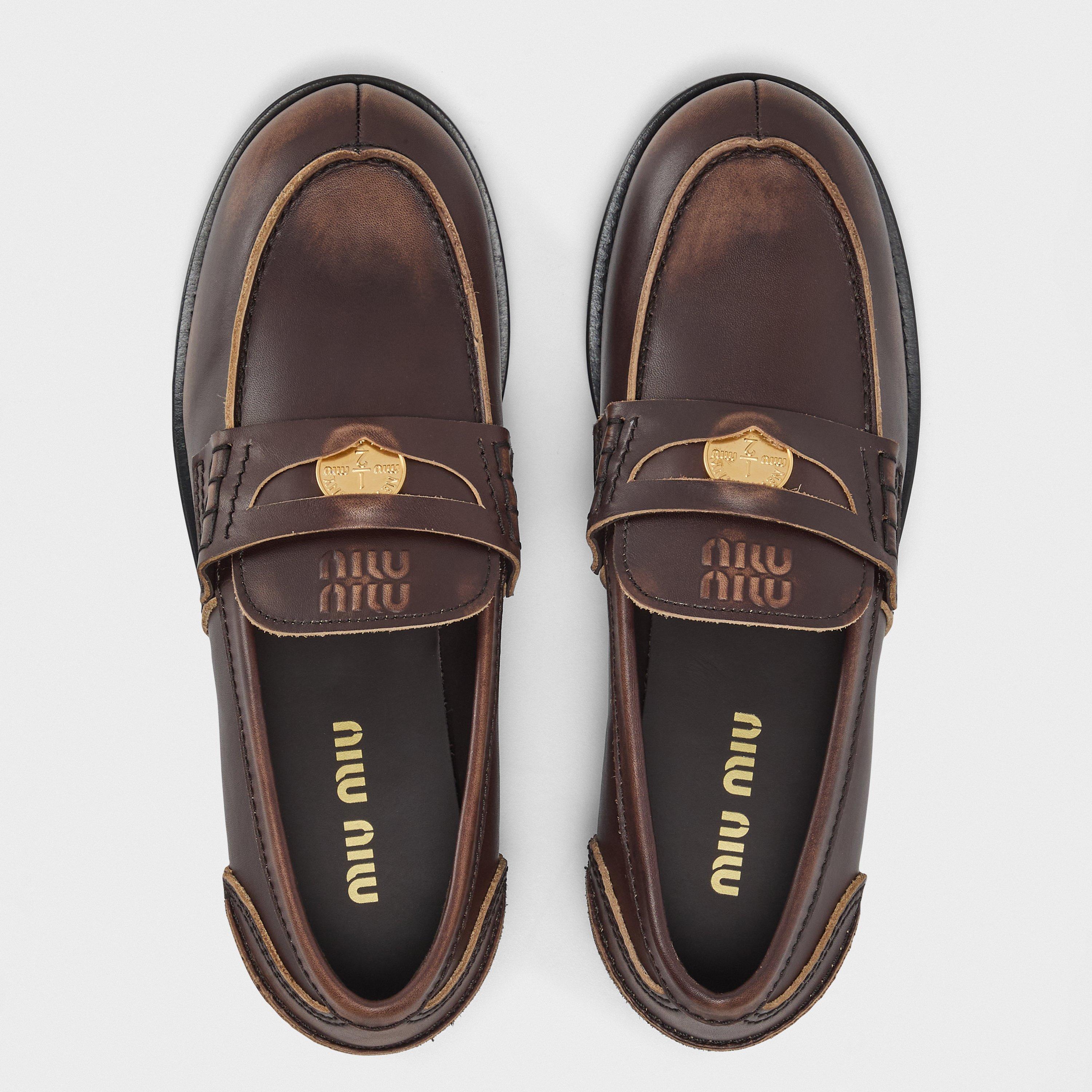 Ebano - Miu Miu - Leather Penny Loafers - 5