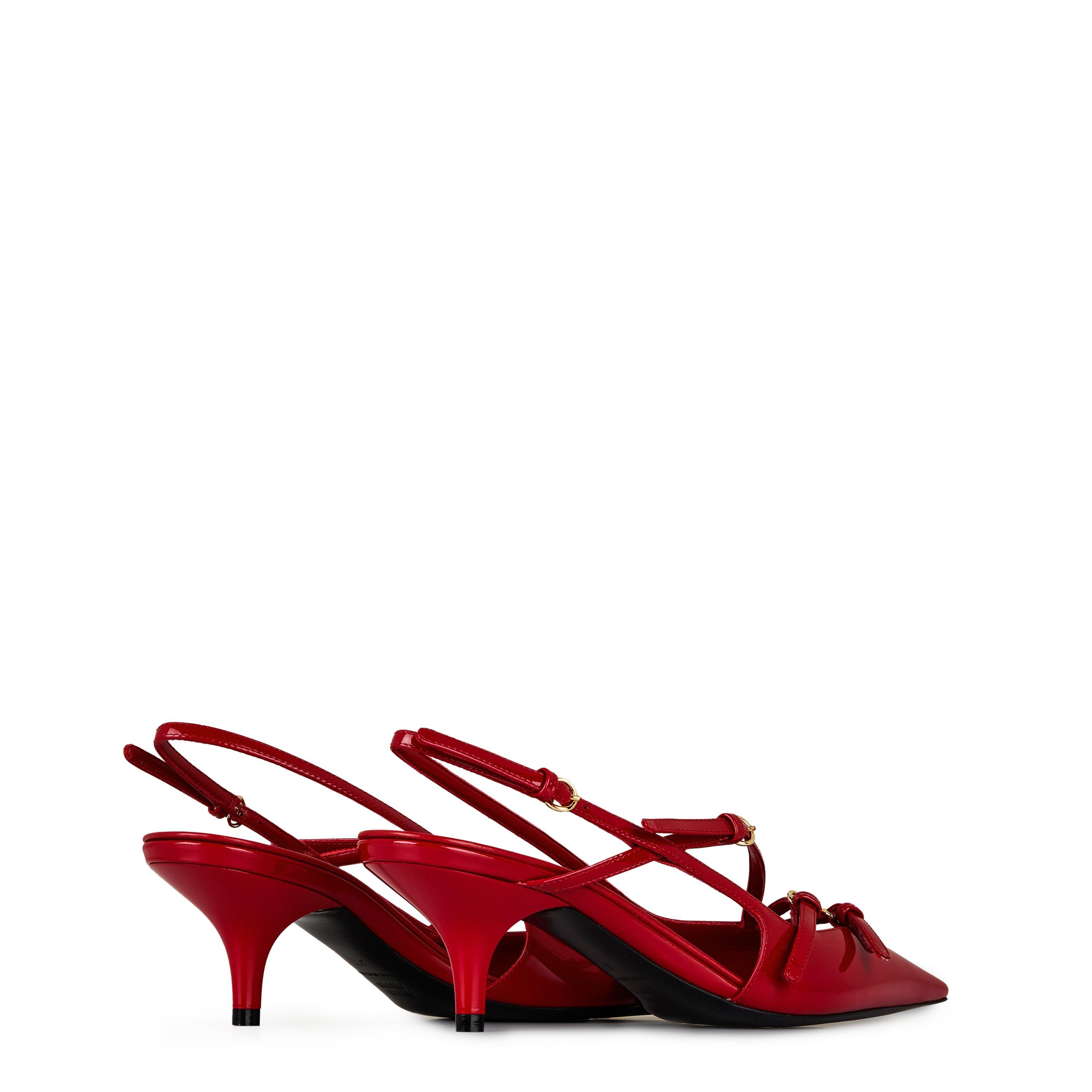 Rosso Pat - Miu Miu - Brushed Leather Slingback Heels - 5